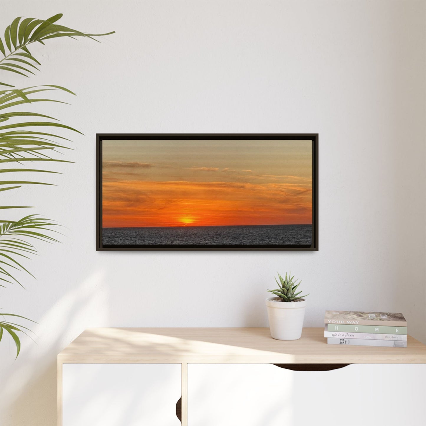 Molten Sunset Over Ocean Canvas Print – Fiery Horizon Photography | Bold Coastal Wall Art – 60" x 40" (Horizontal) Canvas for Art for Decor (127 view)