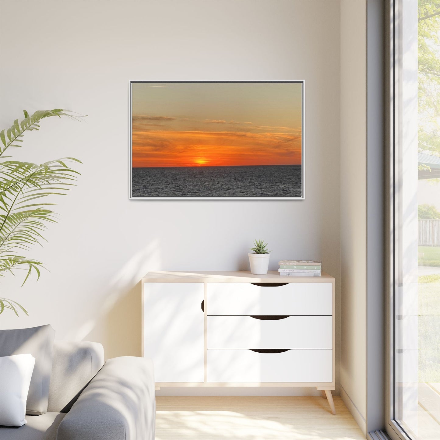 Molten Sunset Over Ocean Canvas Print – Fiery Horizon Photography | Bold Coastal Wall Art – 60" x 40" (Horizontal) Canvas for Art for Decor (61 view)