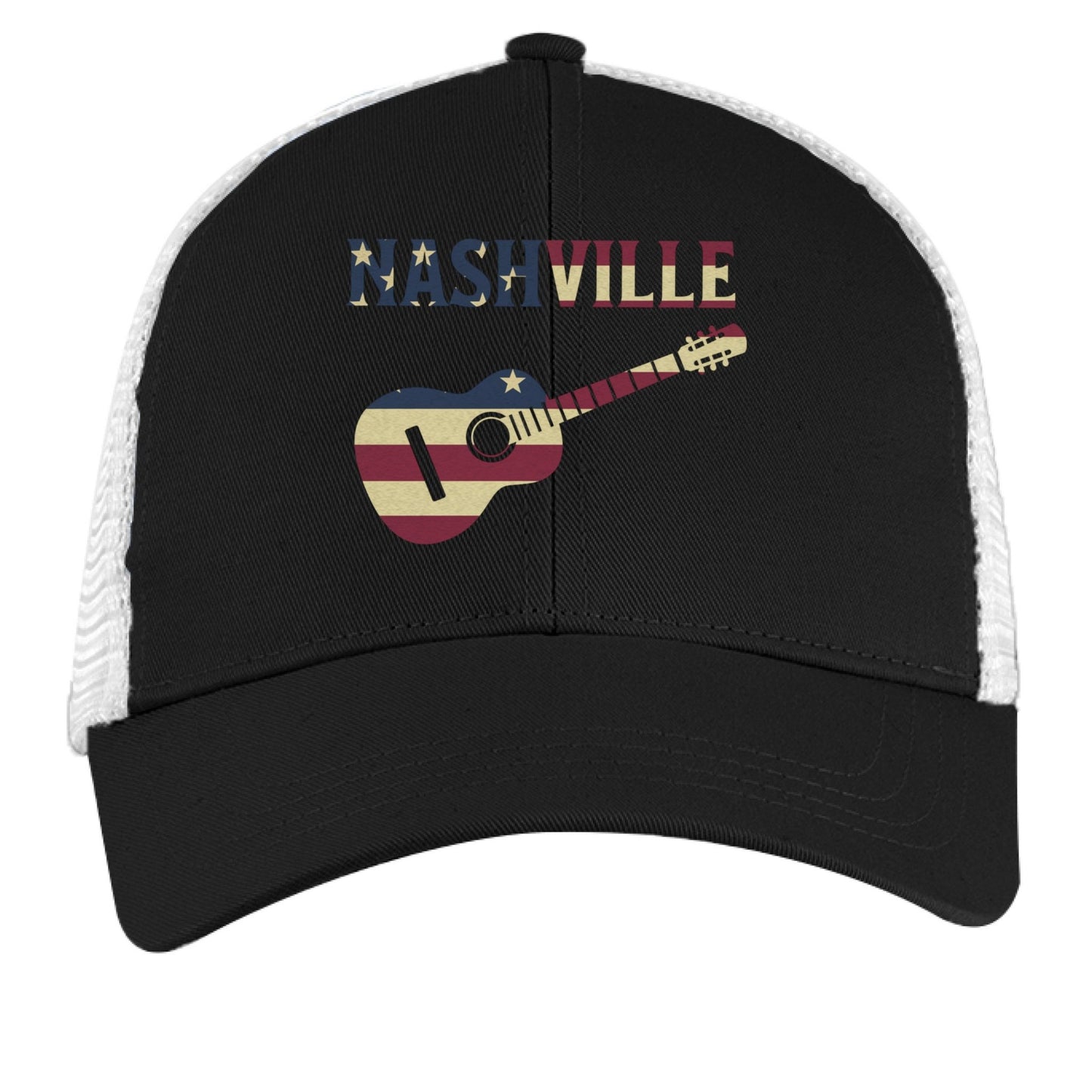 Nashville Hat – Classic Southern Style, Built for Comfort | Patriotic Apparel – BLACK/ WHITE Hats for Apparel (5 view)