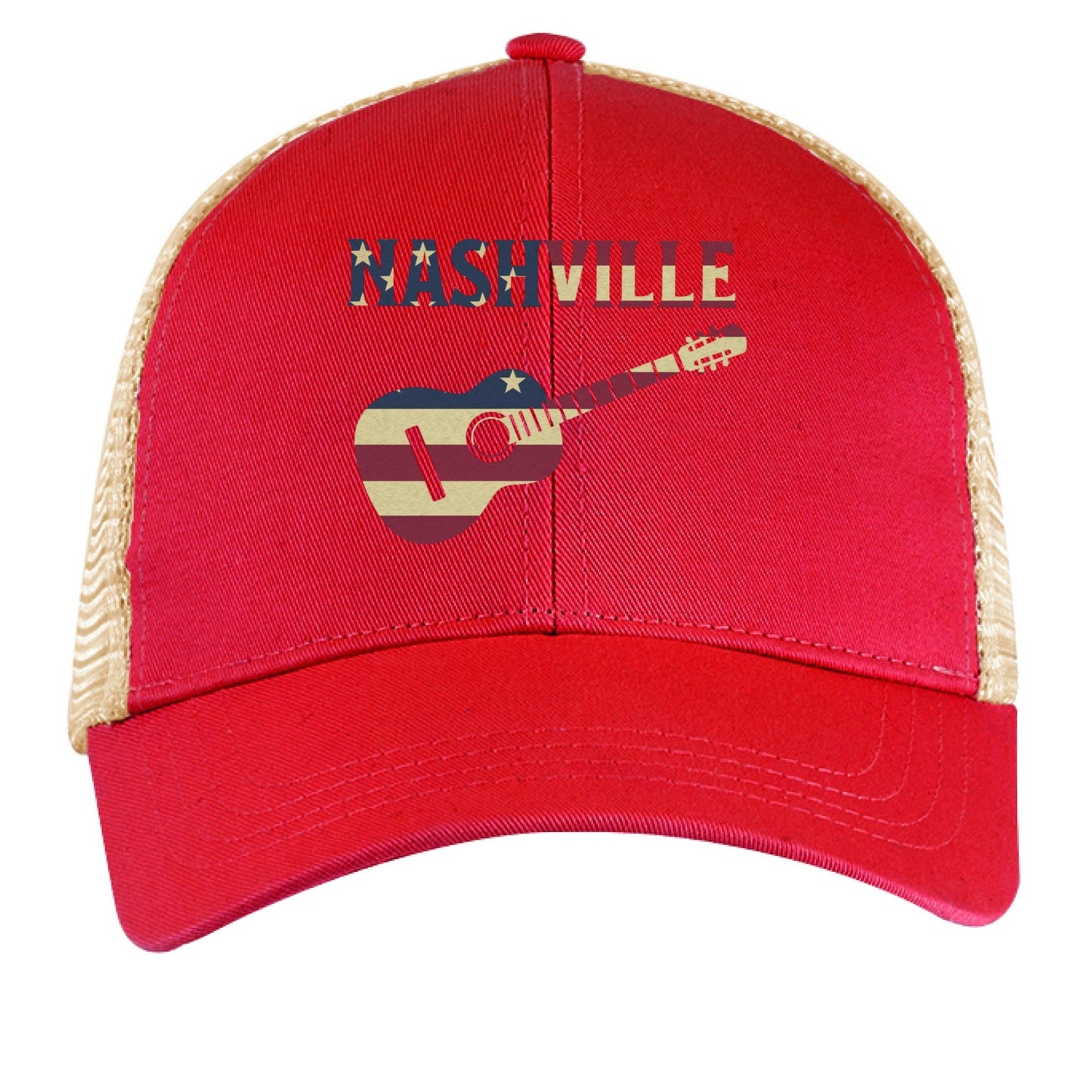 Nashville Hat – Classic Southern Style, Built for Comfort | Patriotic Apparel – RED / OYSTER Hats for Apparel (1 view)