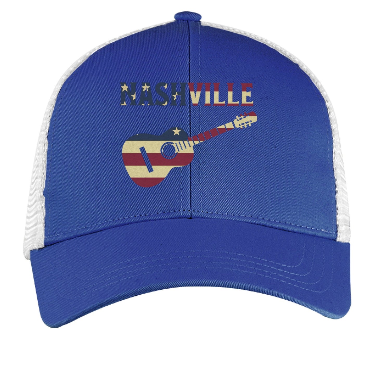 Nashville Hat – Classic Southern Style, Built for Comfort | Patriotic Apparel – ROYAL/ WHITE Hats for Apparel (3 view)