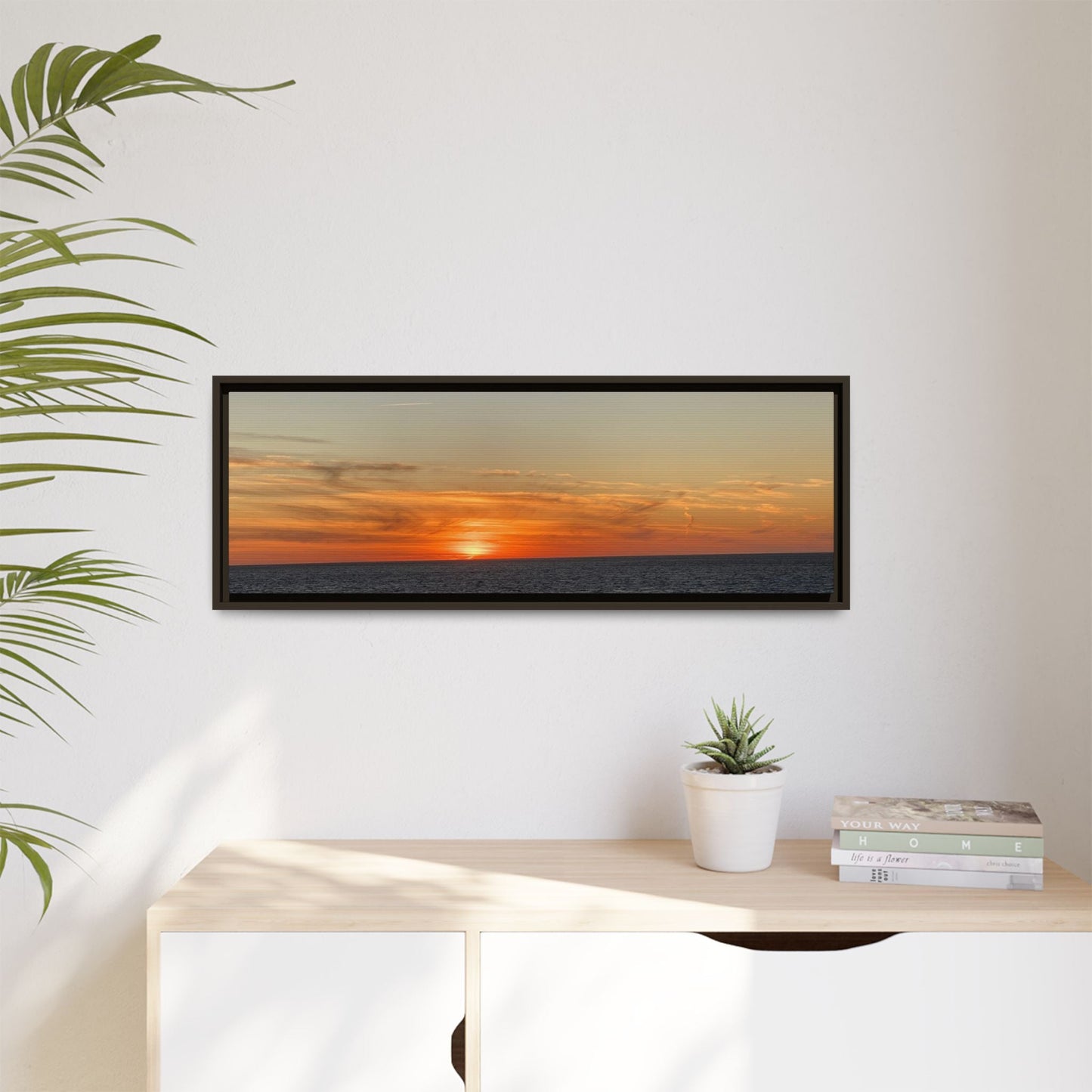 Ocean Sunset Canvas Wall Art – Fiery Horizon Photography Print | Tranquil Seascape for Home Decor – 18″ x 12″ (Horizontal) Canvas for art for office (97 view)