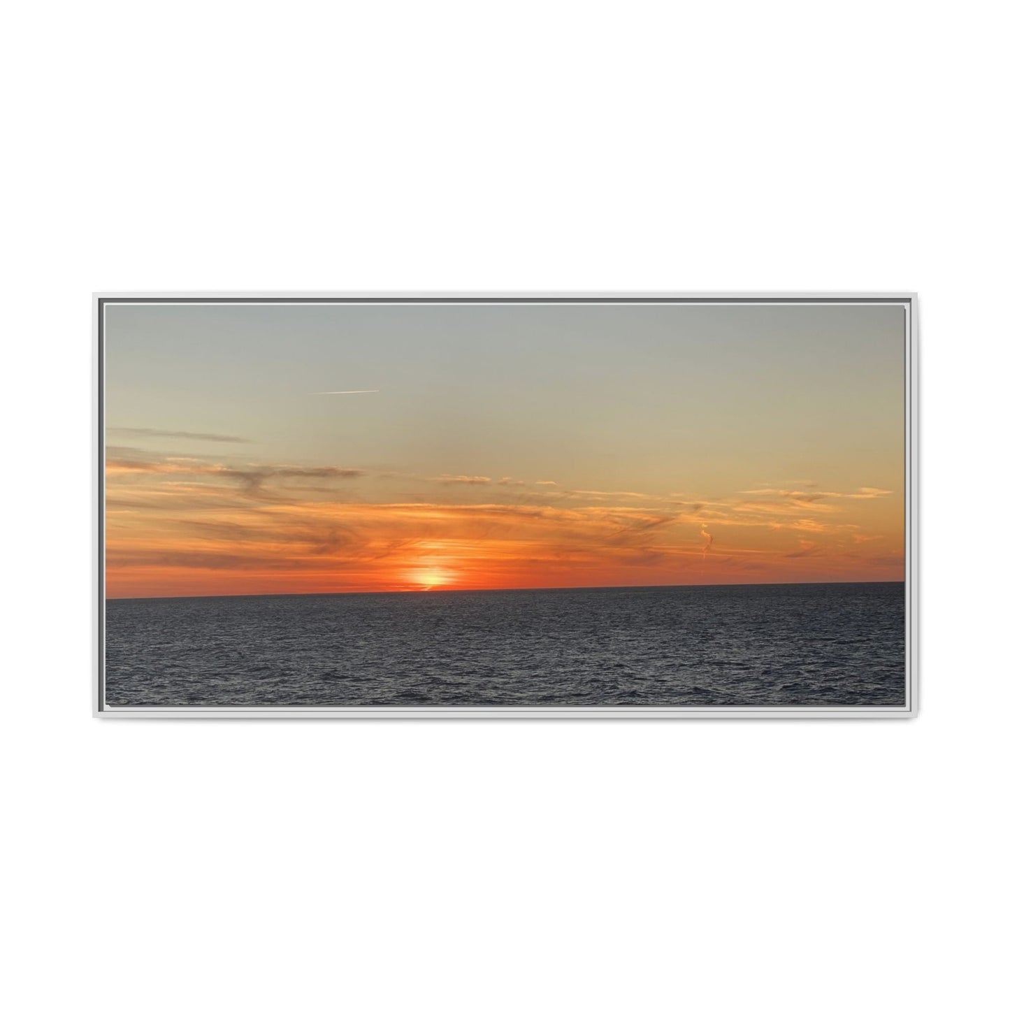 Ocean Sunset Canvas Wall Art – Fiery Horizon Photography Print | Tranquil Seascape for Home Decor – 60" x 30" (Horizontal) Canvas by Printify
