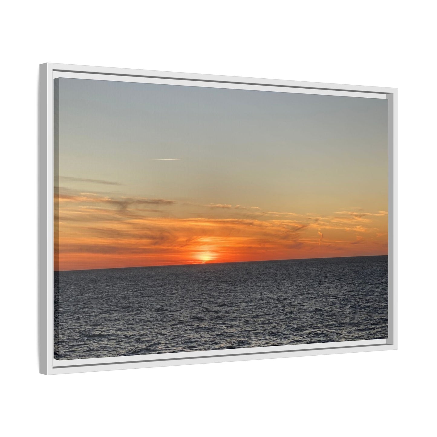 Ocean Sunset Canvas Wall Art – Fiery Horizon Photography Print | Tranquil Seascape for Home Decor – 60" x 40" (Horizontal) Canvas for art for office (51 view)