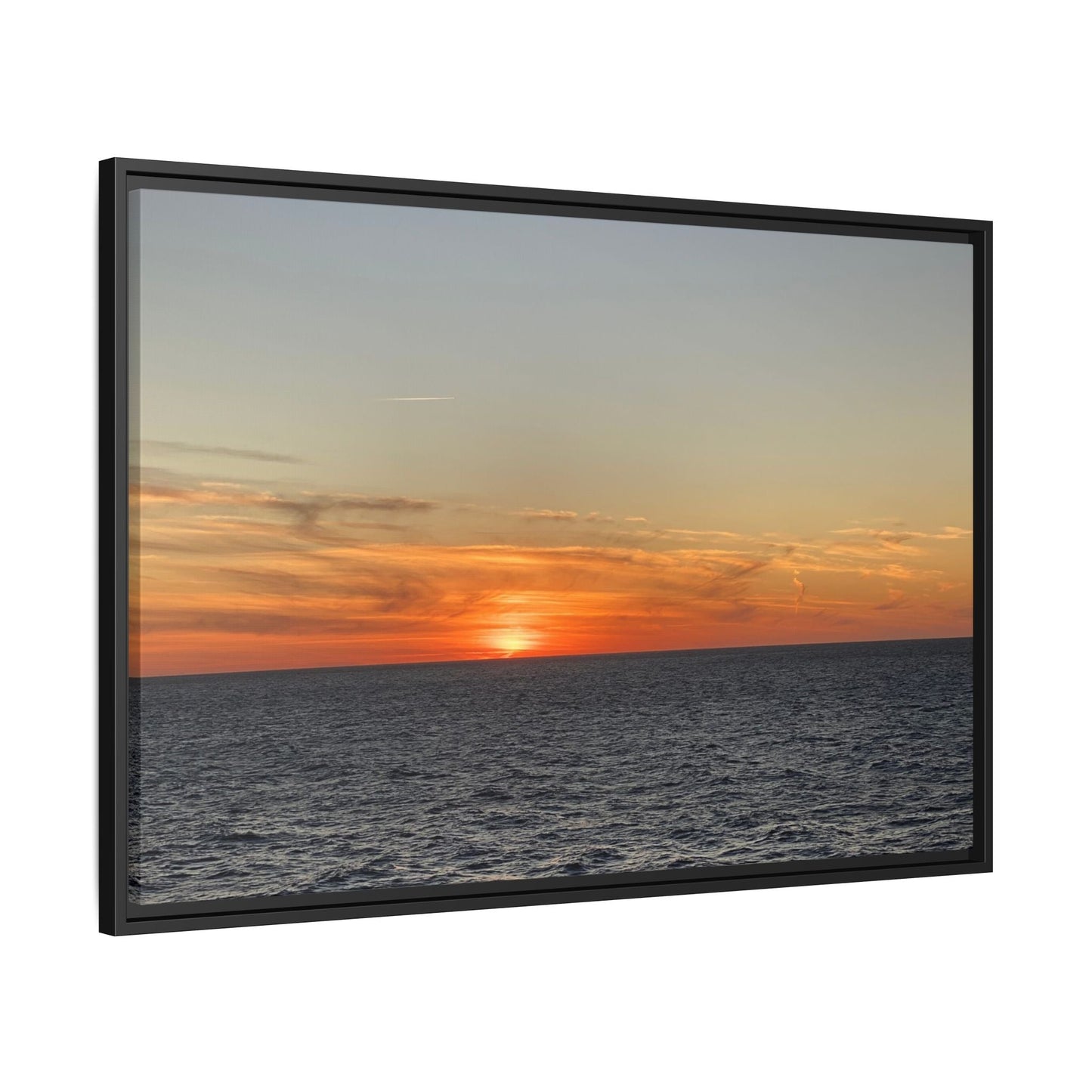 Ocean Sunset Canvas Wall Art – Fiery Horizon Photography Print | Tranquil Seascape for Home Decor – 60" x 40" (Horizontal) Canvas for art for office (42 view)
