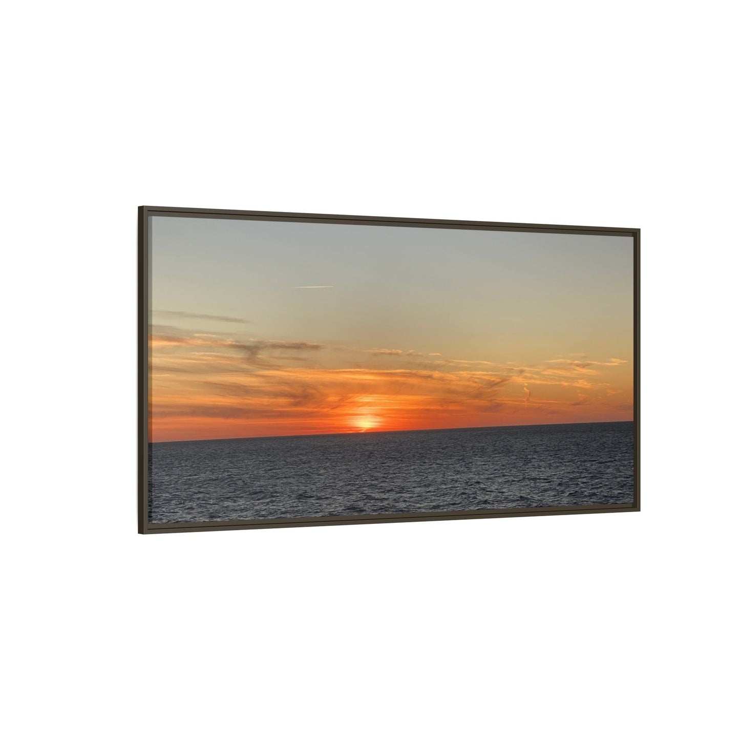 Ocean Sunset Canvas Wall Art – Fiery Horizon Photography Print | Tranquil Seascape for Home Decor – 18″ x 12″ (Horizontal) Canvas for art for office (129 view)