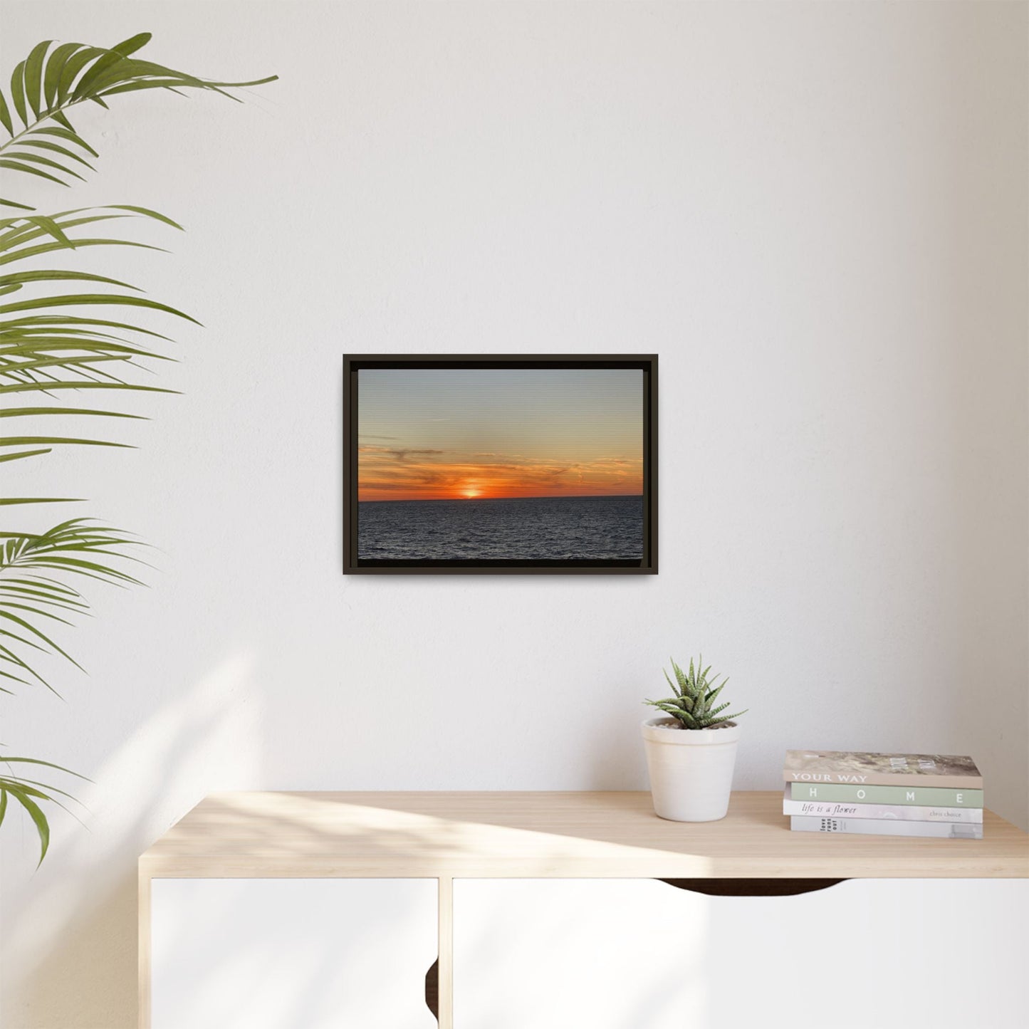 Ocean Sunset Canvas Wall Art – Fiery Horizon Photography Print | Tranquil Seascape for Home Decor – 60" x 40" (Horizontal) Canvas for art for office (79 view)