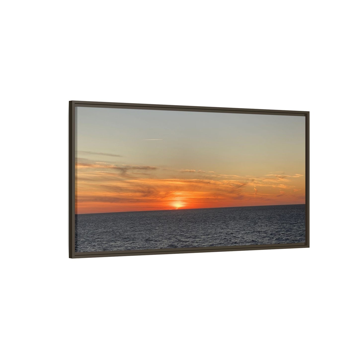 Ocean Sunset Canvas Wall Art – Fiery Horizon Photography Print | Tranquil Seascape for Home Decor – 18″ x 12″ (Horizontal) Canvas for art for office (114 view)