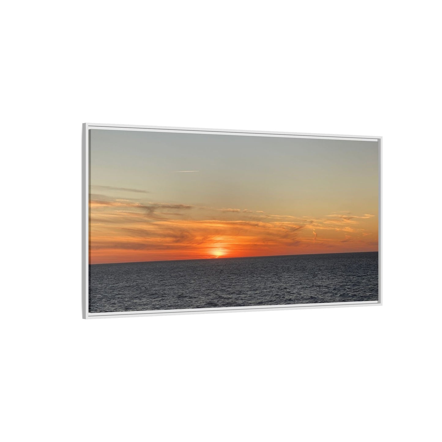 Ocean Sunset Canvas Wall Art – Fiery Horizon Photography Print | Tranquil Seascape for Home Decor – 18″ x 12″ (Horizontal) Canvas for art for office (132 view)