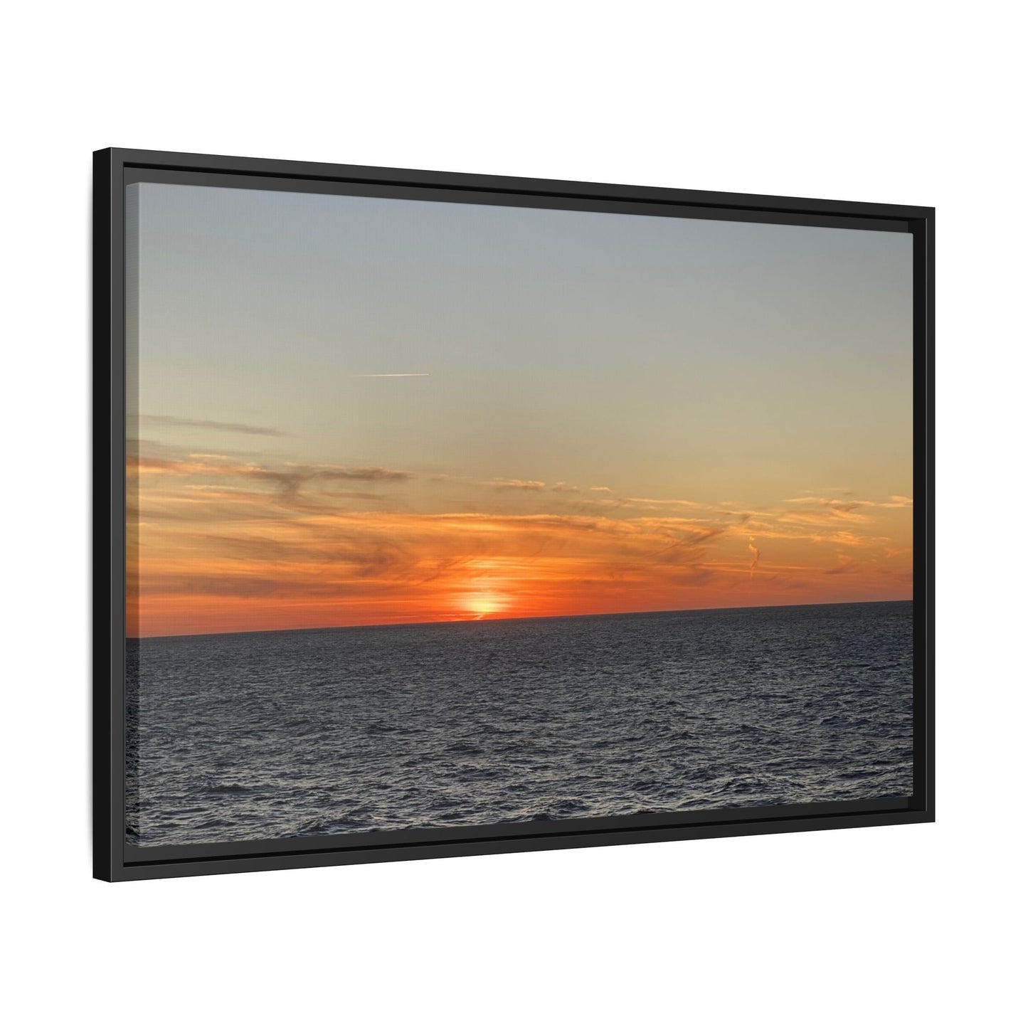 Ocean Sunset Canvas Wall Art – Fiery Horizon Photography Print | Tranquil Seascape for Home Decor – 60" x 40" (Horizontal) Canvas for art for office (39 view)