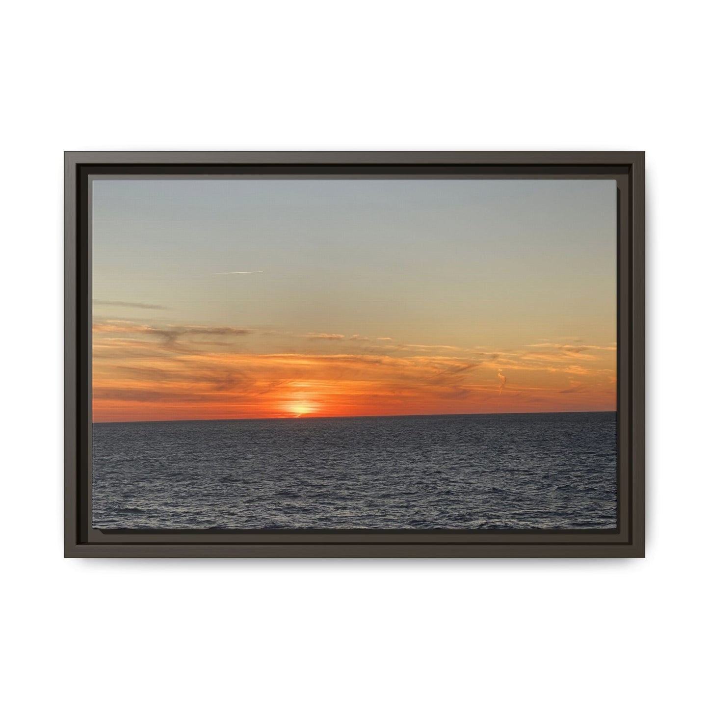 Ocean Sunset Canvas Wall Art – Fiery Horizon Photography Print | Tranquil Seascape for Home Decor – 18″ x 12″ (Horizontal) Canvas for art for office (14 view)