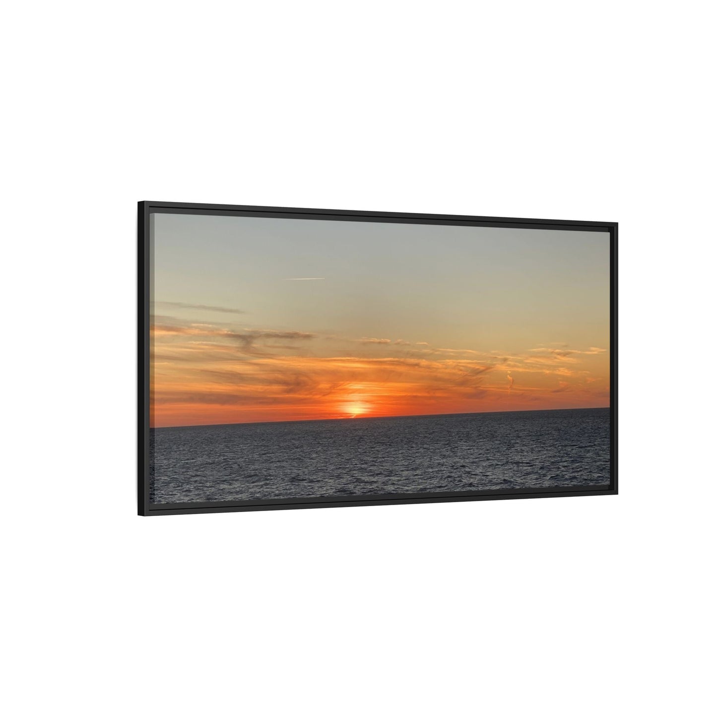 Ocean Sunset Canvas Wall Art – Fiery Horizon Photography Print | Tranquil Seascape for Home Decor – 18″ x 12″ (Horizontal) Canvas for art for office (111 view)