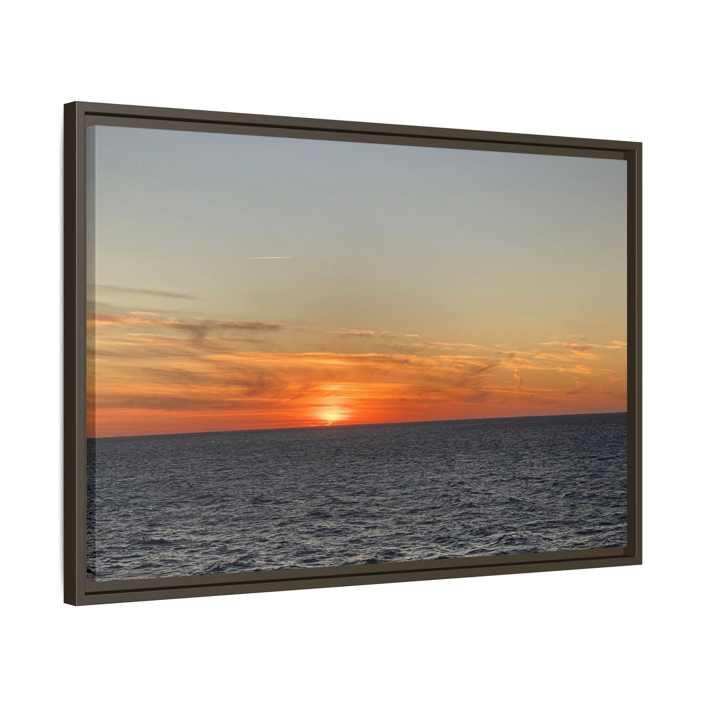 Ocean Sunset Canvas Wall Art – Fiery Horizon Photography Print | Tranquil Seascape for Home Decor – 60" x 40" (Horizontal) Canvas for art for office (48 view)