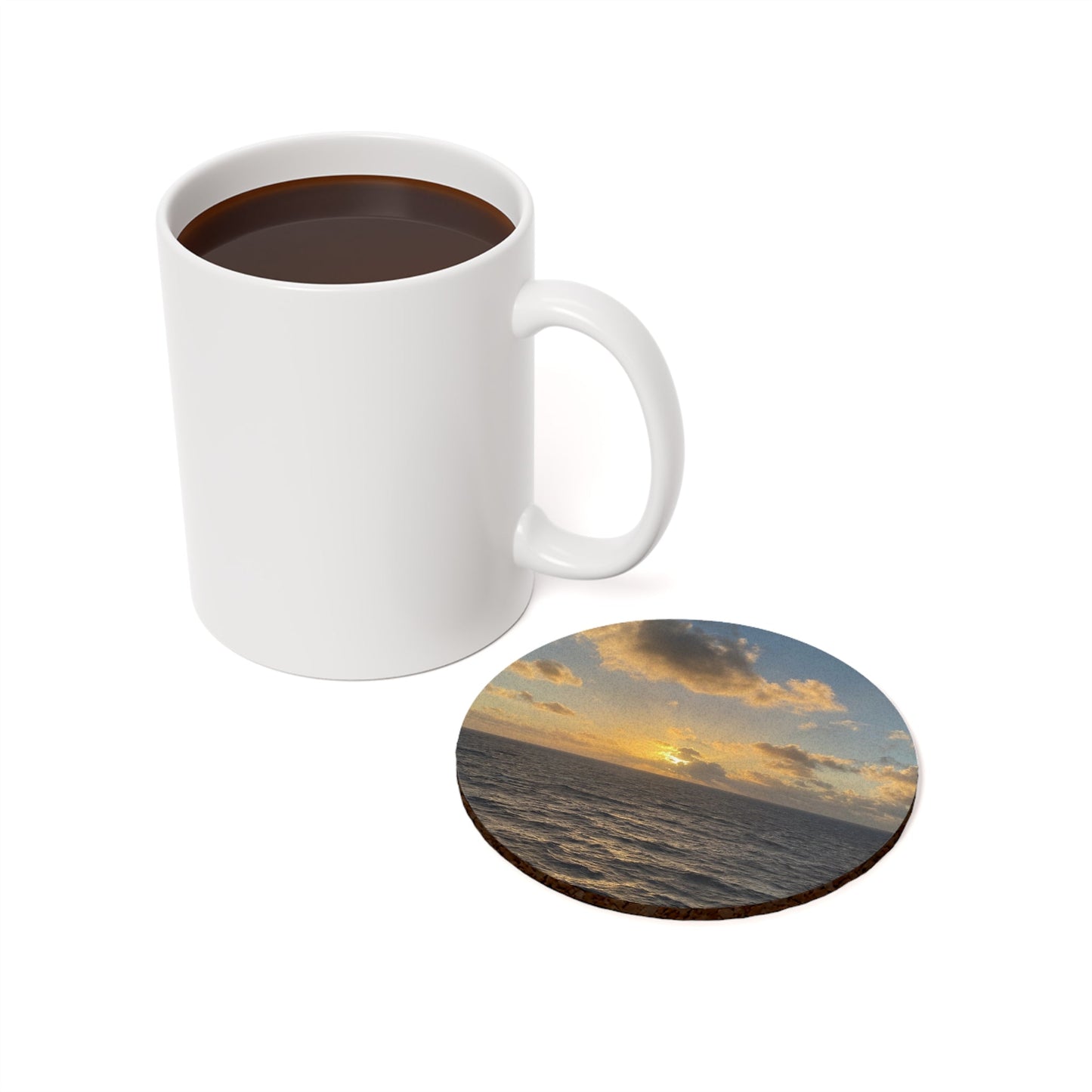 Ocean Sunset Coaster – Coastal Photography Gift | Golden Hour Drinkware – Round Home Decor for Barware Essentials (3 view)