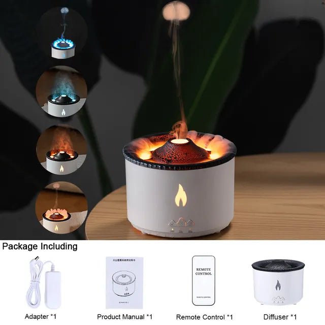 Oil Diffuser - Volcanic Flame | Humidifiers – White With remote 360ml electrioncs for adjustabletimer (3 view)