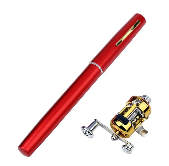 Pen Style Mini Fishing Rod – Compact Aluminum Pocket Rod for – Red Fishing Gear by SbrTnHomes