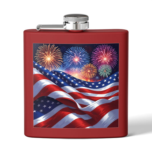 Patriotic Stainless Steel Flask | 4th of July Gift | American Flag Design | Tailgating Accessory | Military Tribute – 6oz Mug for American Flag Flask (2 view)
