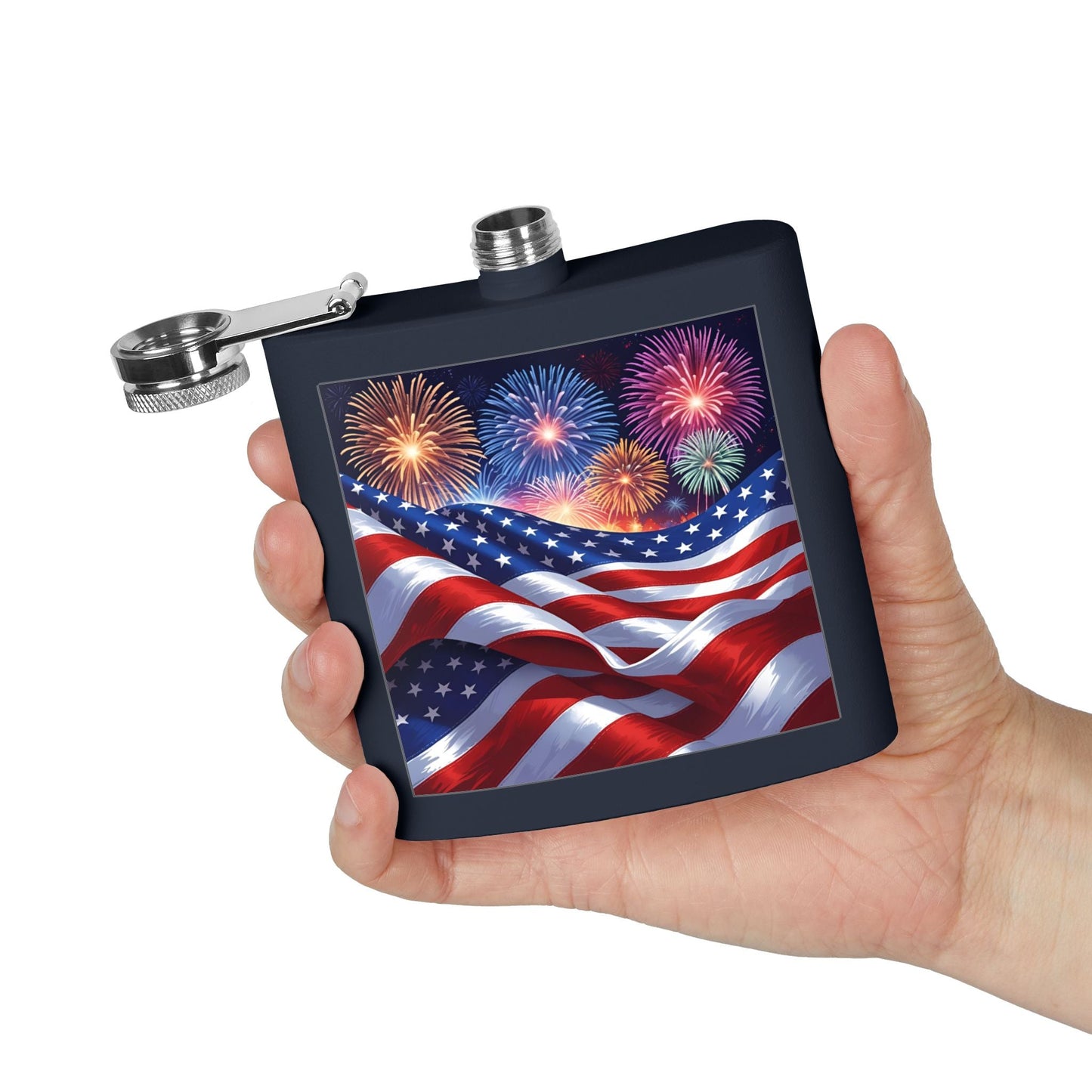 Patriotic Stainless Steel Flask | 4th of July Gift | American Flag Design | Tailgating Accessory | Military Tribute – 6oz Mug for American Flag Flask (30 view)