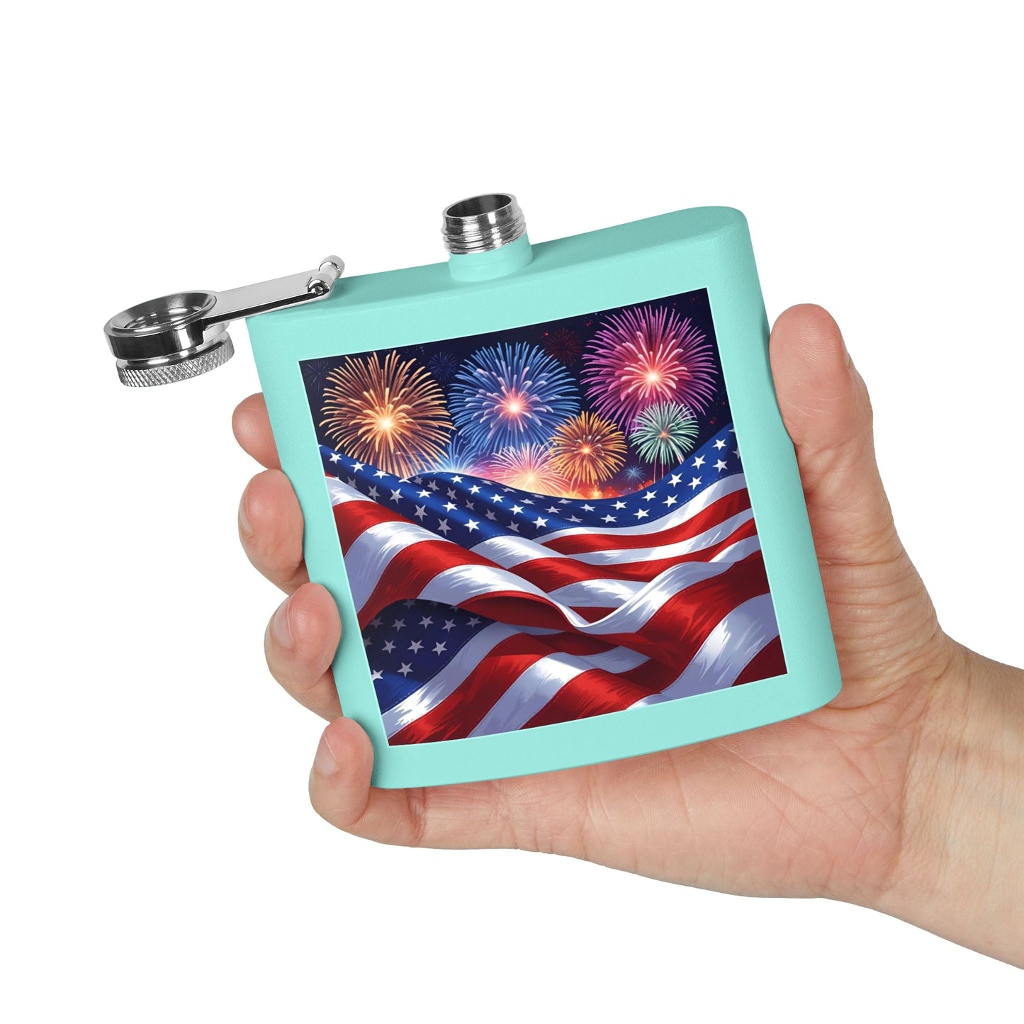 Patriotic Stainless Steel Flask | 4th of July Gift | American Flag Design | Tailgating Accessory | Military Tribute – 6oz Mug for American Flag Flask (24 view)