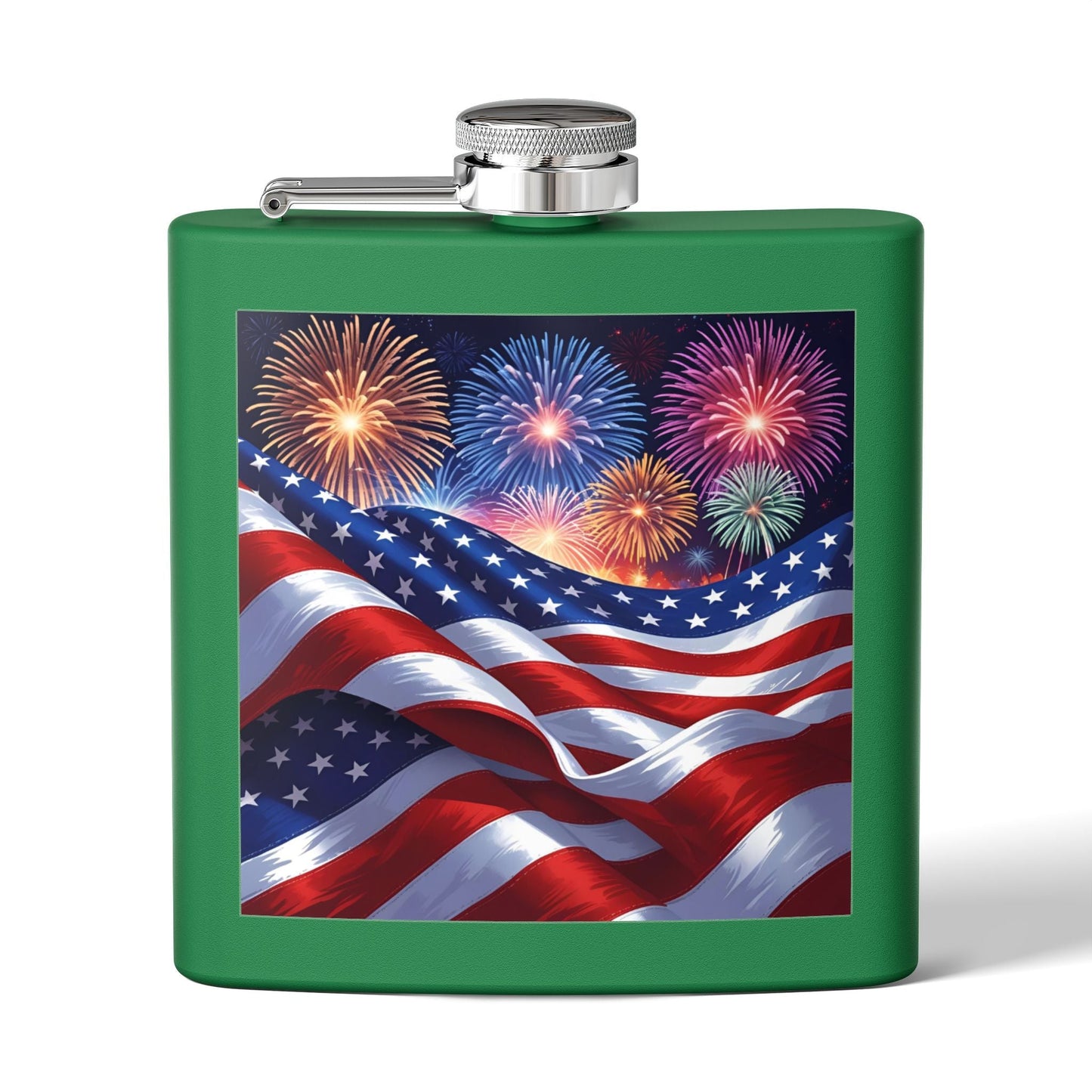 Patriotic Stainless Steel Flask | 4th of July Gift | American Flag Design | Tailgating Accessory | Military Tribute – 6oz Mug for American Flag Flask (4 view)