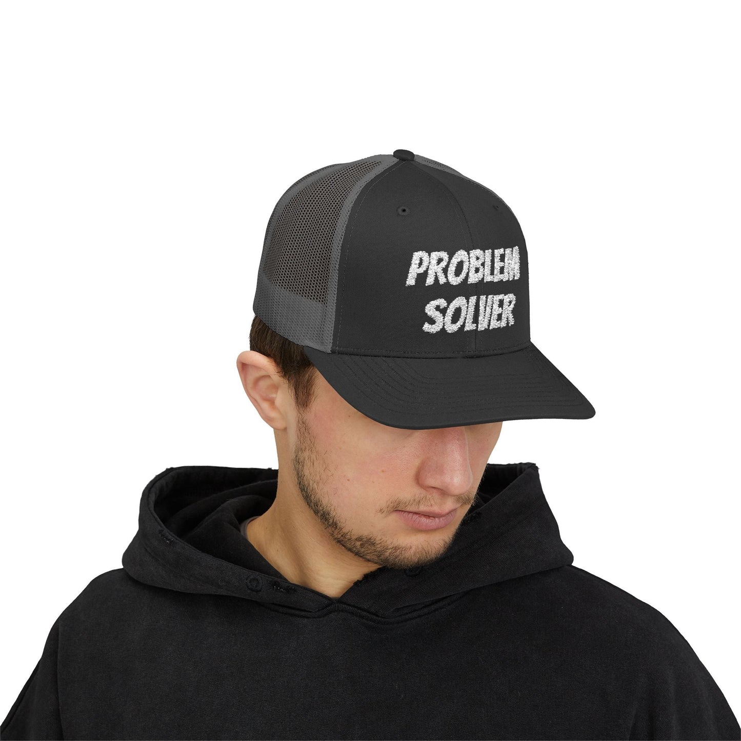 Problem Solver Snapback Trucker Hat – Black Hats for apparel (14 view)