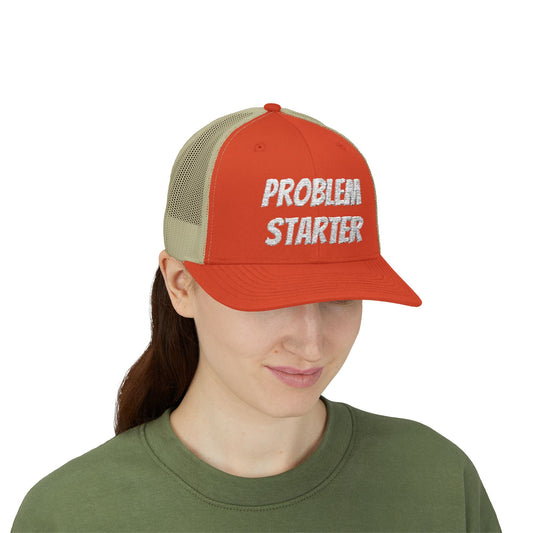 Problem Starter Snapback Trucker Hat – Rustic Orange / Khaki Hats for apparel (2 view)