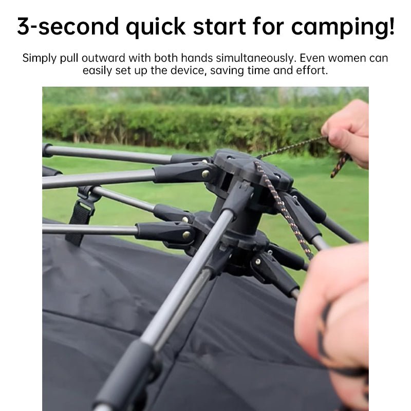 Quick - Set Pop - Up Tent – UV - Resistant 3 - 4 Person Shelter for Beach, Picnic & Fishing | Outdoor Gear – Silver Coated Black Camping Gear for beach shelter (8 view)