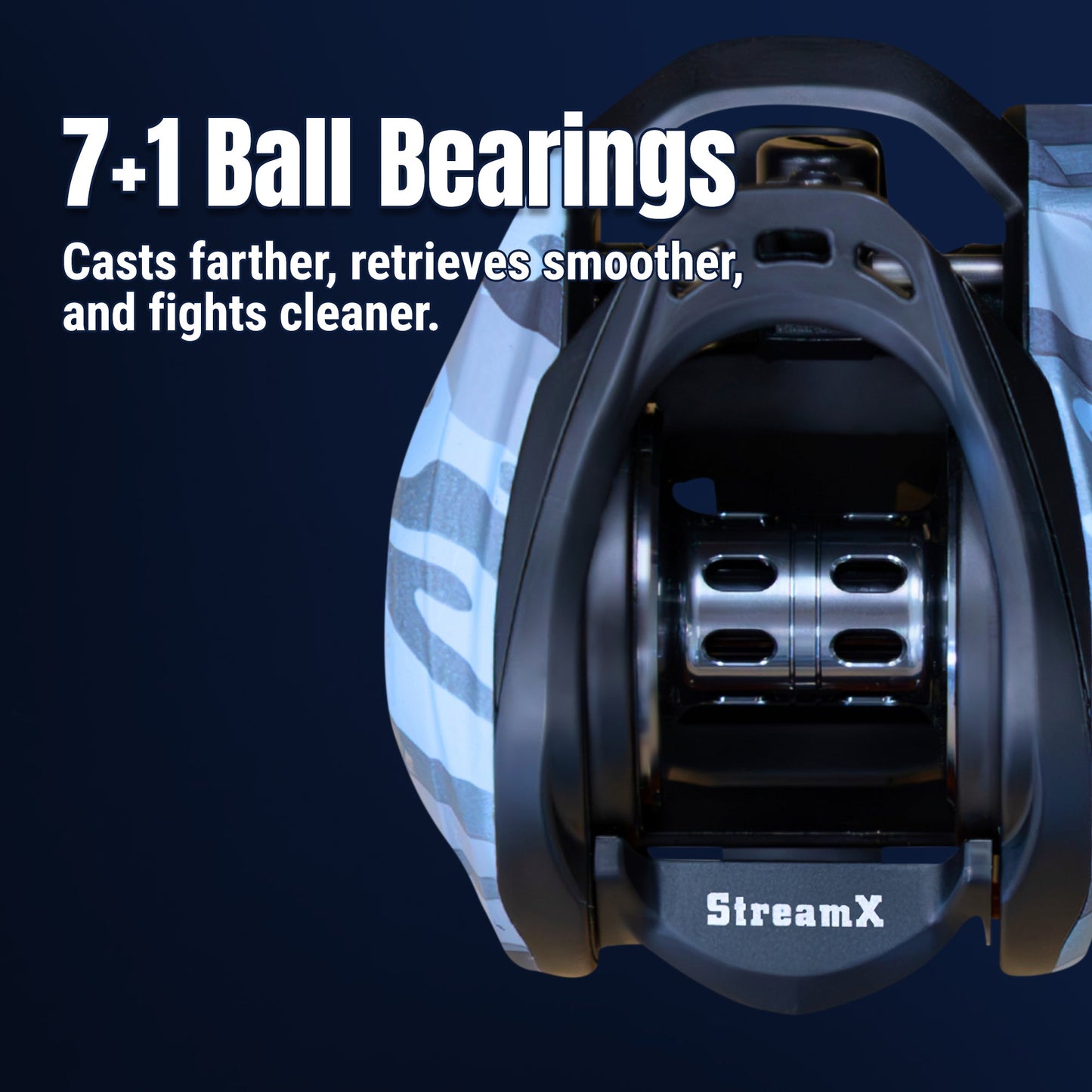 Reaction Tackle Baitcasting Fishing Reel - StreamX Edition - 7.5:1 gear ratio - NEW – Right Handed for Baitcasting Reel (5 view)