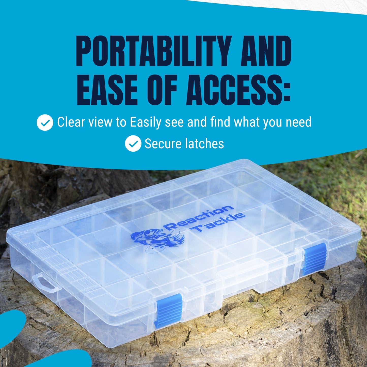 Reaction Tackle Basic Tackle Tray - Affordable, Lightweight Design with 2 Secure Clips – 3600 4 - Pack for fishing (9 view)