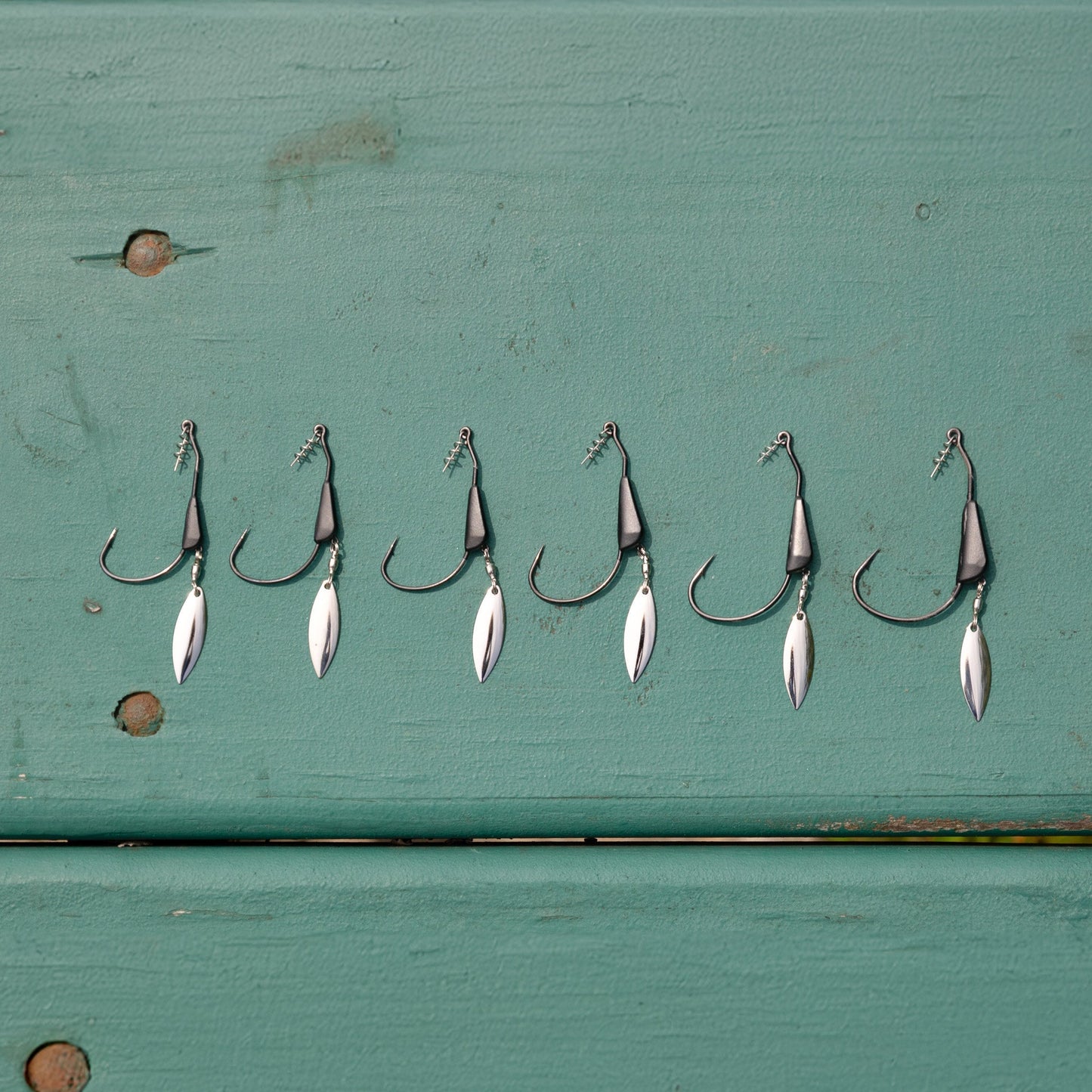 Reaction Tackle Bladed/Tungsten Weighted Swimbait Hooks - 3 - Pack – 1/8oz - 3/0 hook fishing - hooks for fishing (3 view)