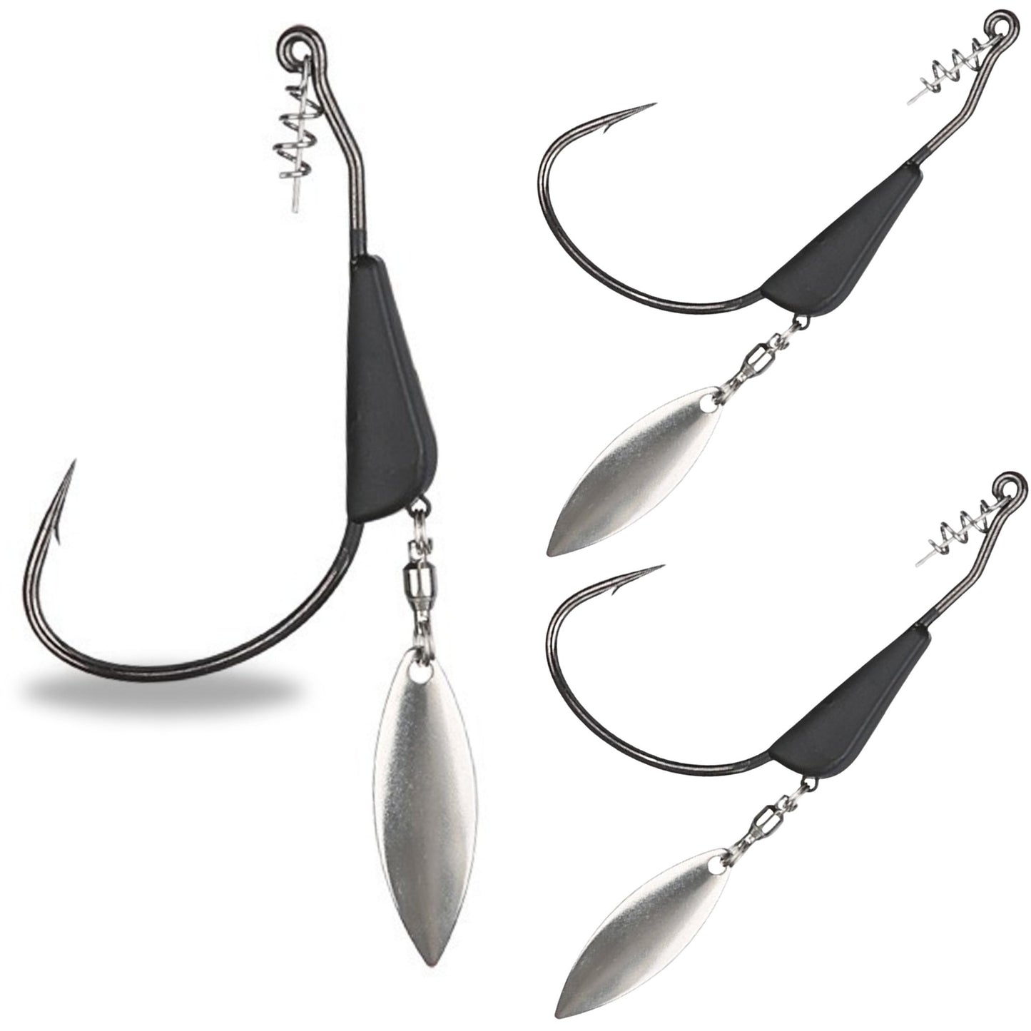 Reaction Tackle Bladed/Tungsten Weighted Swimbait Hooks - 3 - Pack – 1/8oz - 3/0 hook fishing - hooks for fishing (1 view)