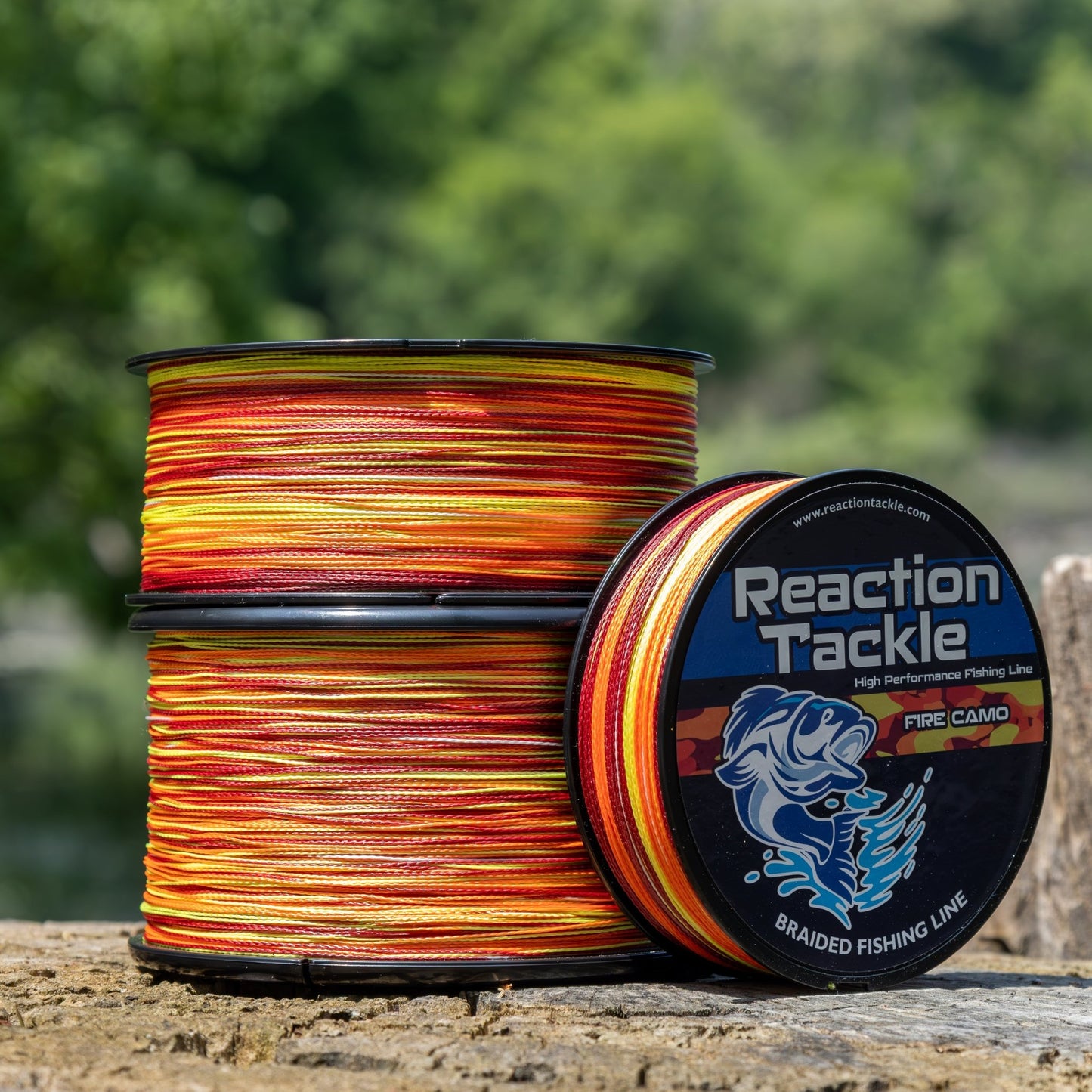 Reaction Tackle Braided Fishing Line - Fire Camo - NEW – 6lb Braided Fishing Line for fishing (2 view)