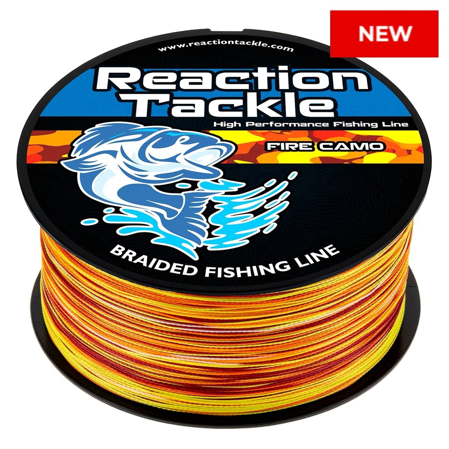 Reaction Tackle Braided Fishing Line - Fire Camo - NEW – 6lb Braided Fishing Line for fishing (1 view)