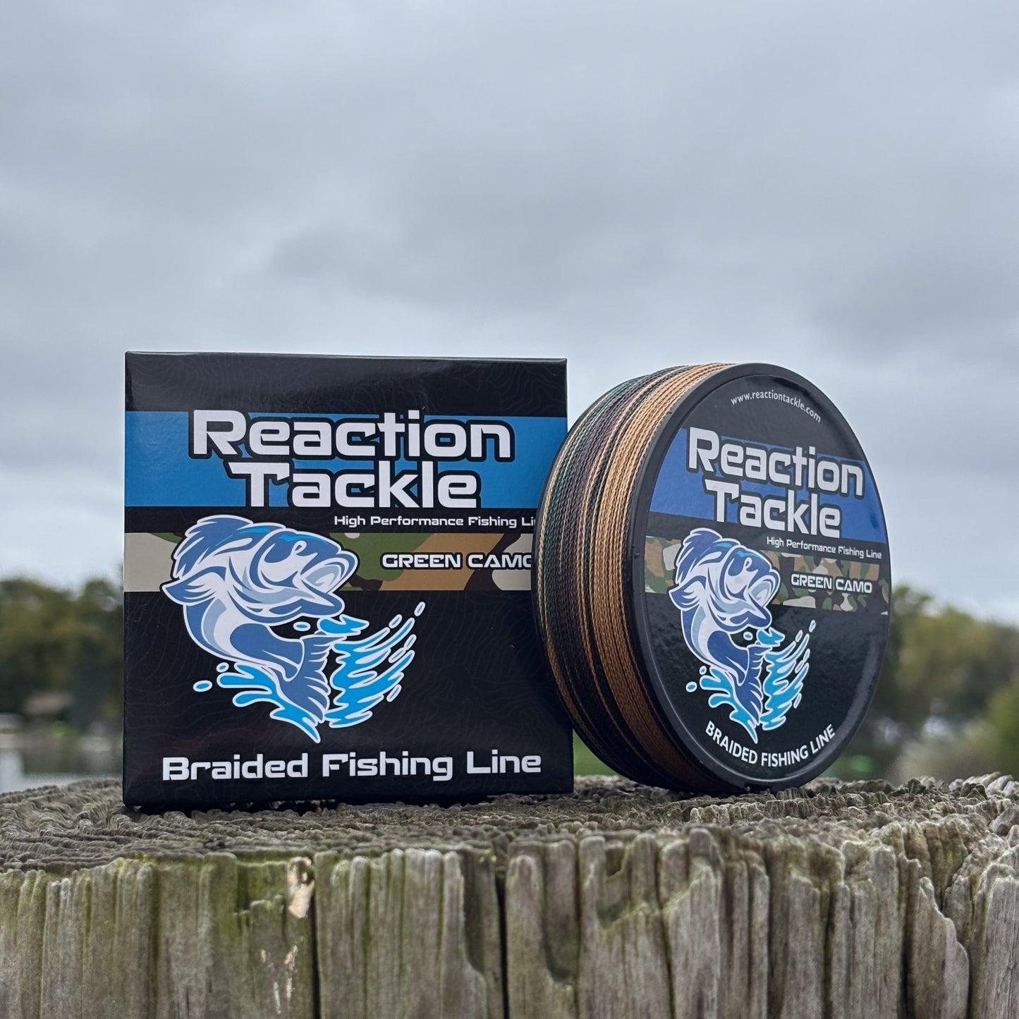 Reaction Tackle Braided Fishing Line - Green Camo – 6lb Braided Fishing Line for fishing (4 view)