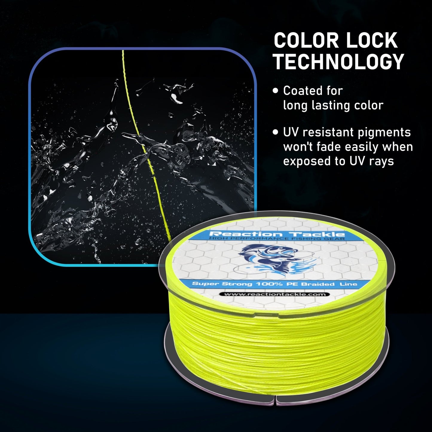 Reaction Tackle Braided Fishing Line - Hi - Vis Green – 10lb Braided Fishing Line for fishing (11 view)