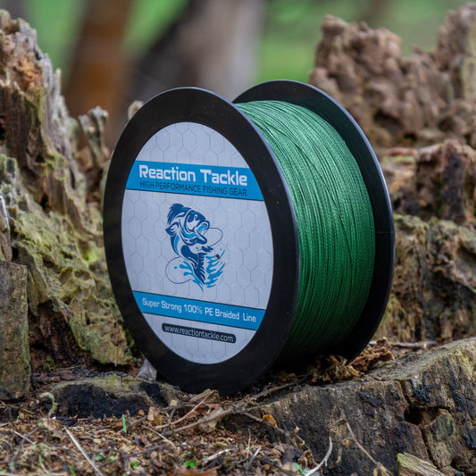 Reaction Tackle Braided Fishing Line - NO FADE Low - Vis Green – 10lb Braided Fishing Line for fishing (2 view)