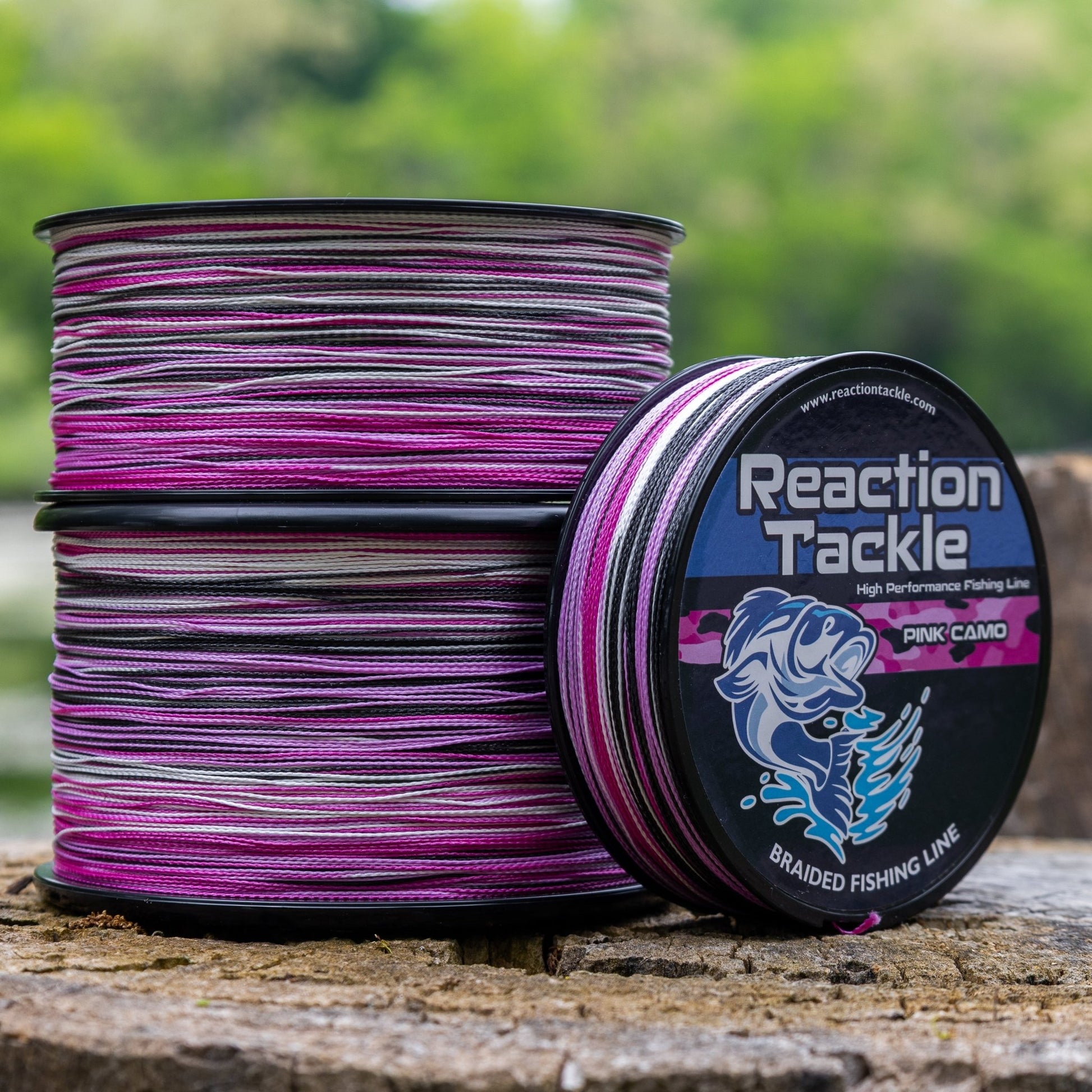 Reaction Tackle Braided Fishing Line - Pink Camo - NEW – 6lb Braided Fishing Line for fishing (4 view)