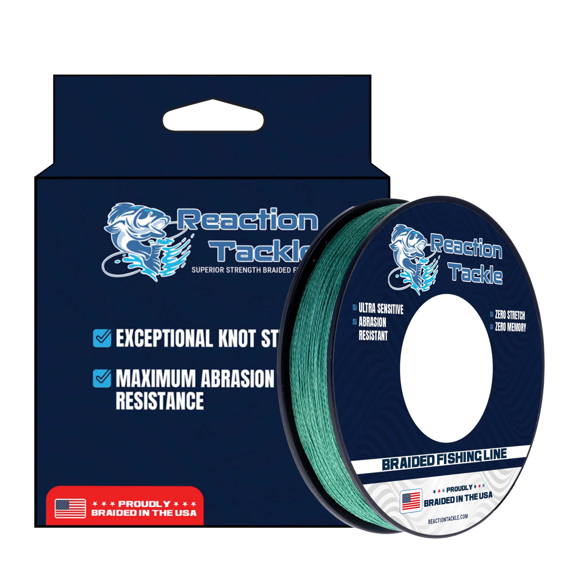 Reaction Tackle BRAIDED IN THE USA Fishing Line - 4X - NEW – X4 BLUE CAMO for fishing (13 view)