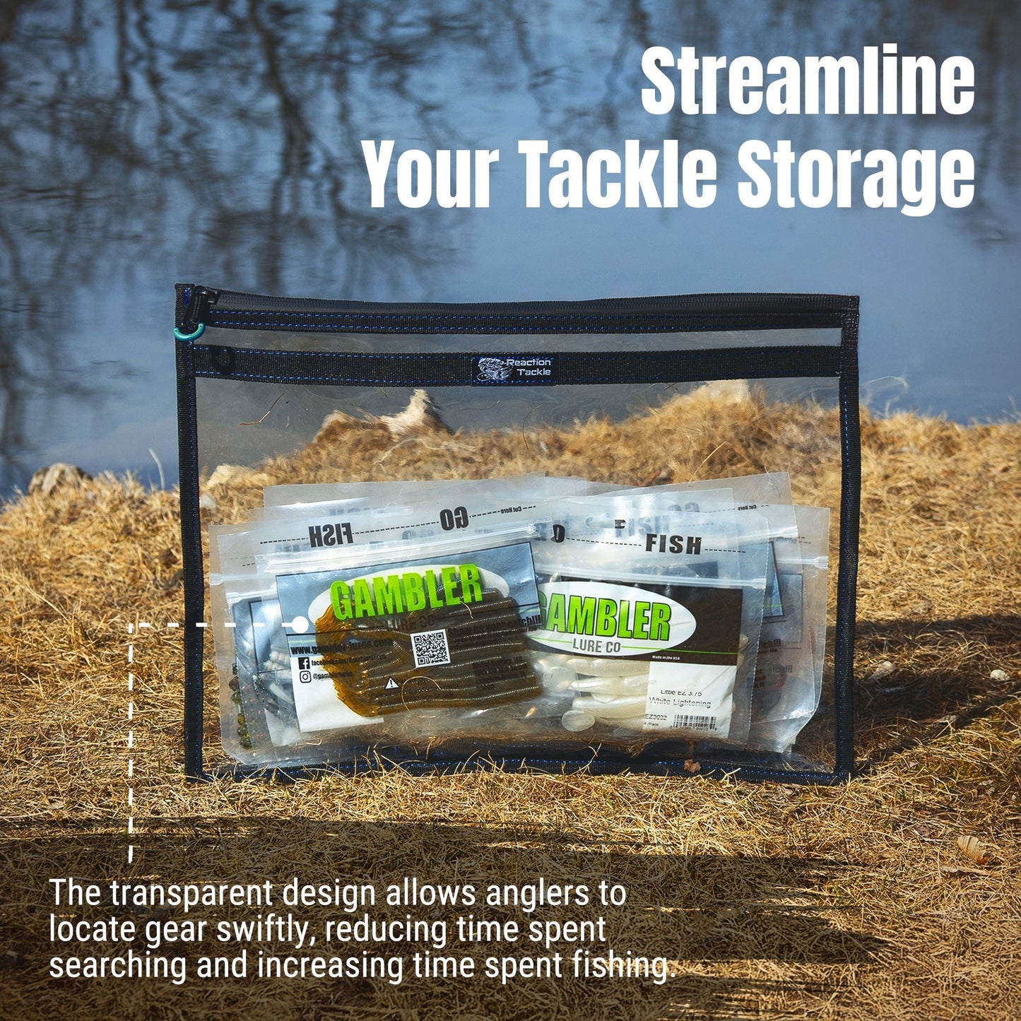 Reaction Tackle Clear Storage Bag Tackle Pak - Water - Resistant Plastic Storage - New – Small - 2pk for fishing (3 view)