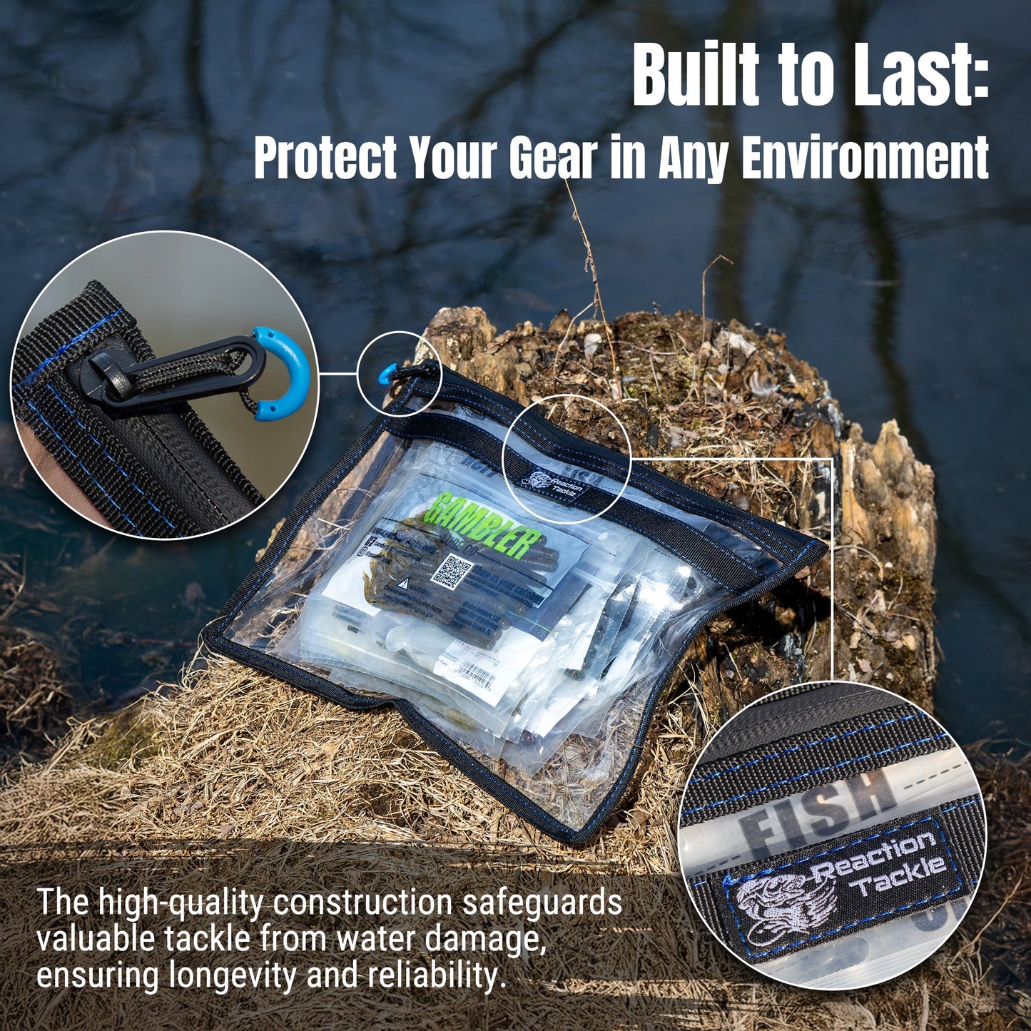 Reaction Tackle Clear Storage Bag Tackle Pak - Water - Resistant Plastic Storage - New – Small - 2pk for fishing (5 view)