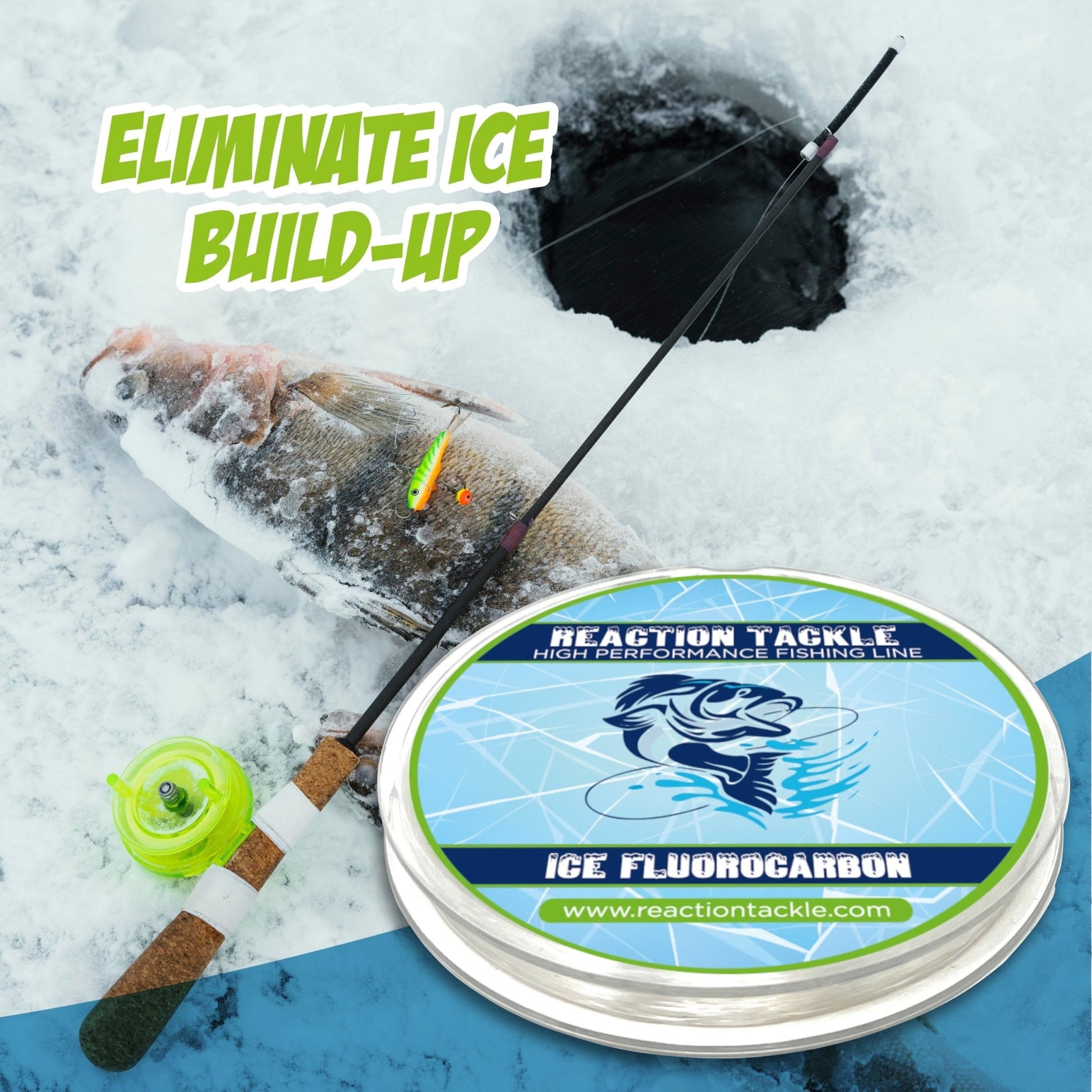 Reaction Tackle Ice Fluorocarbon Fishing Line or Leader – 1LB - 125 Yds for fishing (8 view)