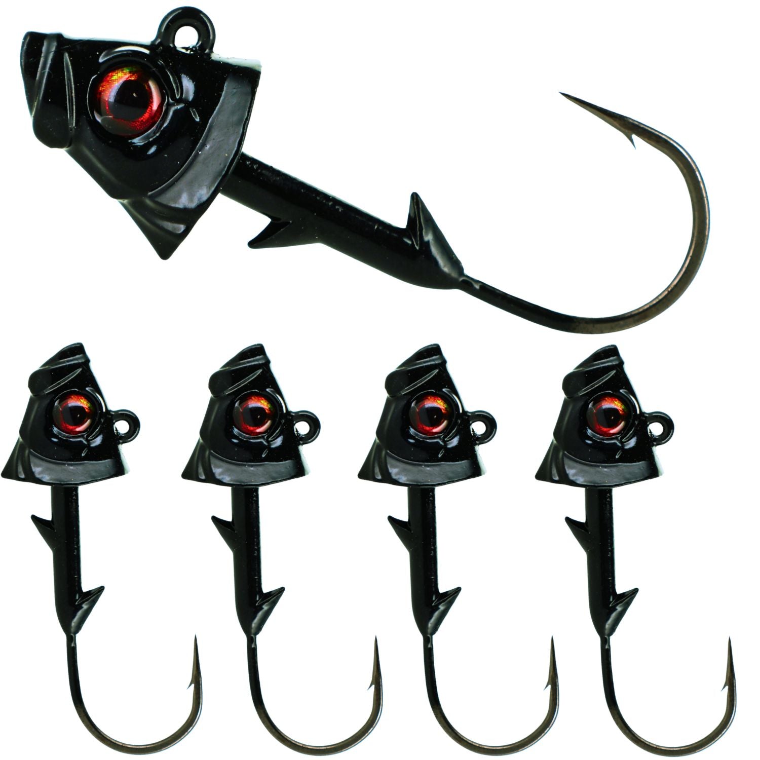 Reaction Tackle Lead Fish Head Jigs - 5 - PACK - New – Black for fishing (5 view)