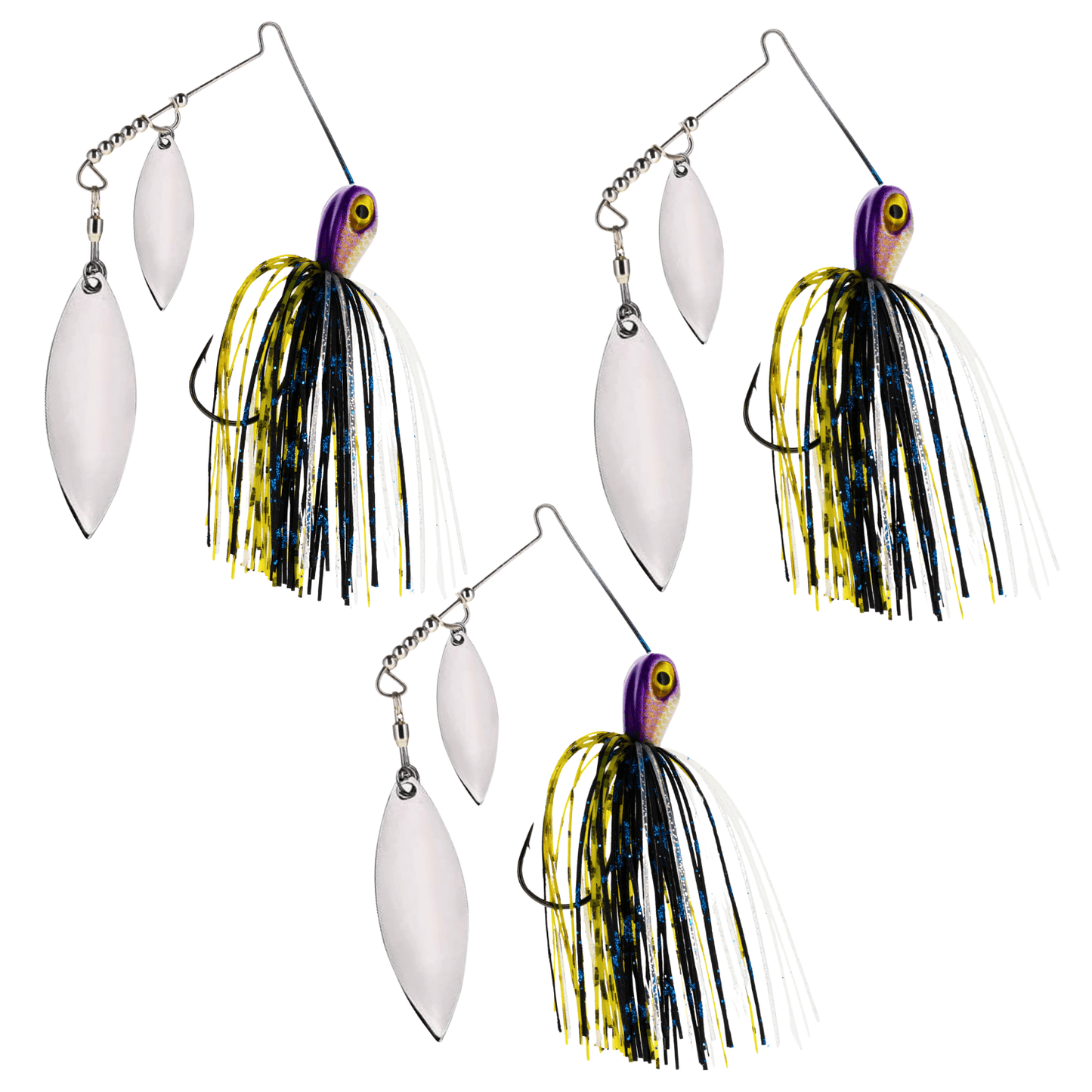 Reaction Tackle Lead Spinnerbait Jigs – 3 - Pack, Double Willow Blade - New – Tennessee Shad for fishing (4 view)