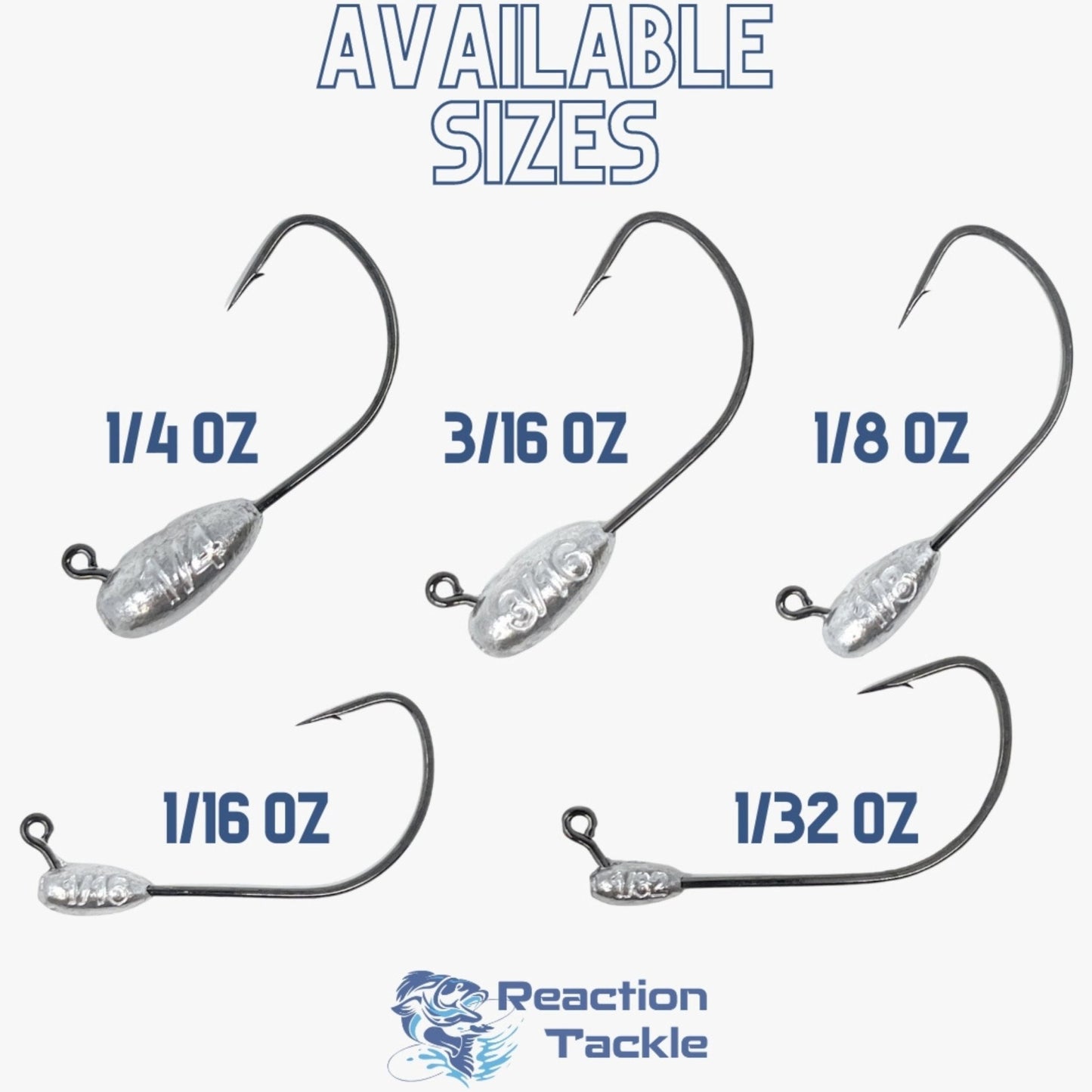 Reaction Tackle Lead Tube Jig Heads - 10 - Pack – 1/8 oz for fishing (3 view)