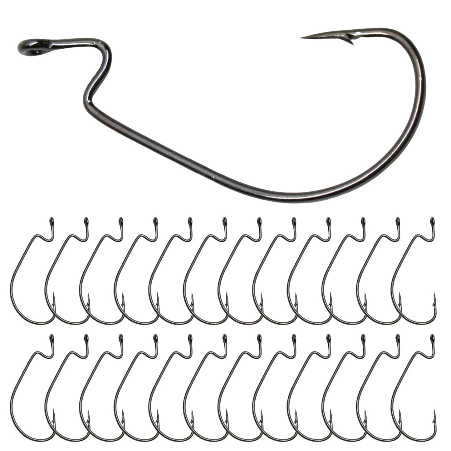 Reaction Tackle Offset EWG Worm Hooks (25 - Pack) – 1 for fishing (1 view)