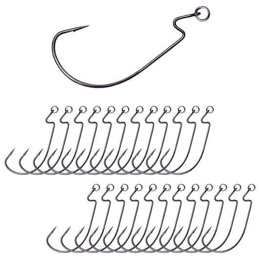 Reaction Tackle Ringed EWG Hooks - 25 Pack – 1/0 for fishing (2 view)