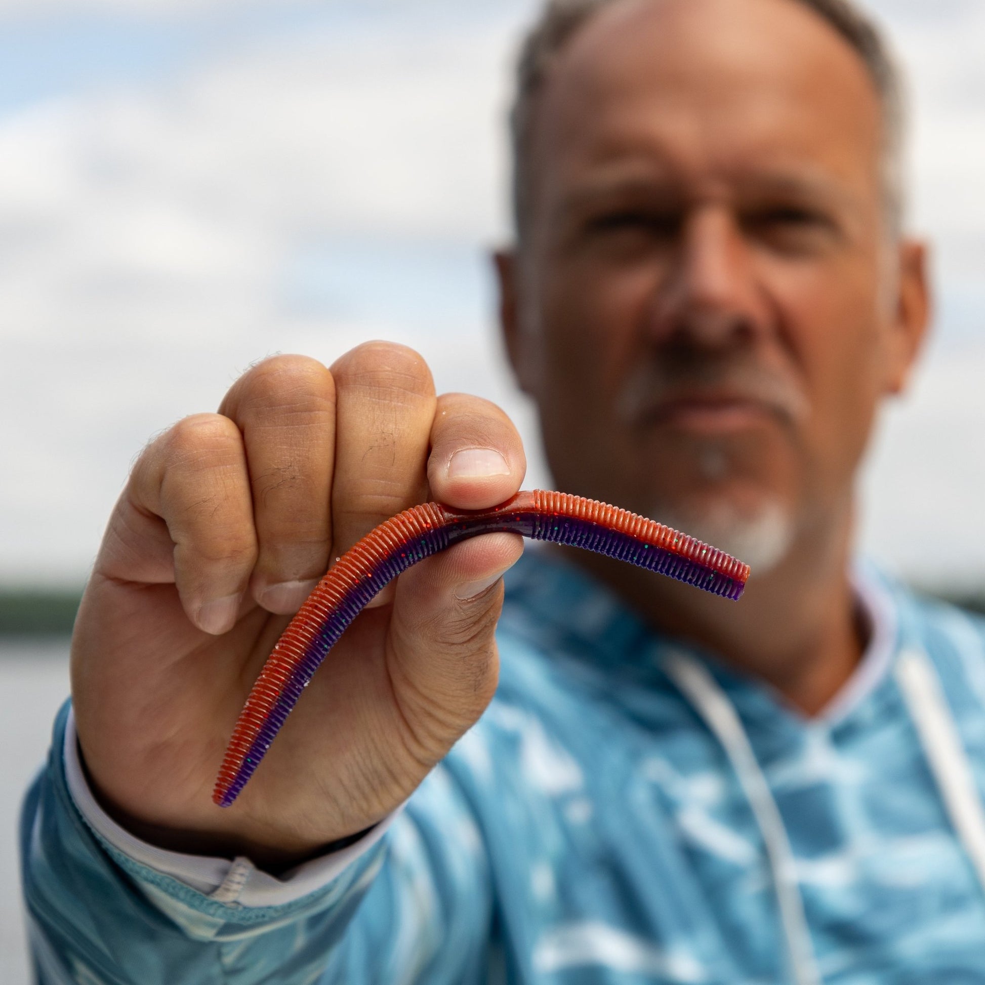 Reaction Tackle Soft Plastic Wacky Worms 5.5in - 24 Pack – Black Blue Flake for fishing (3 view)