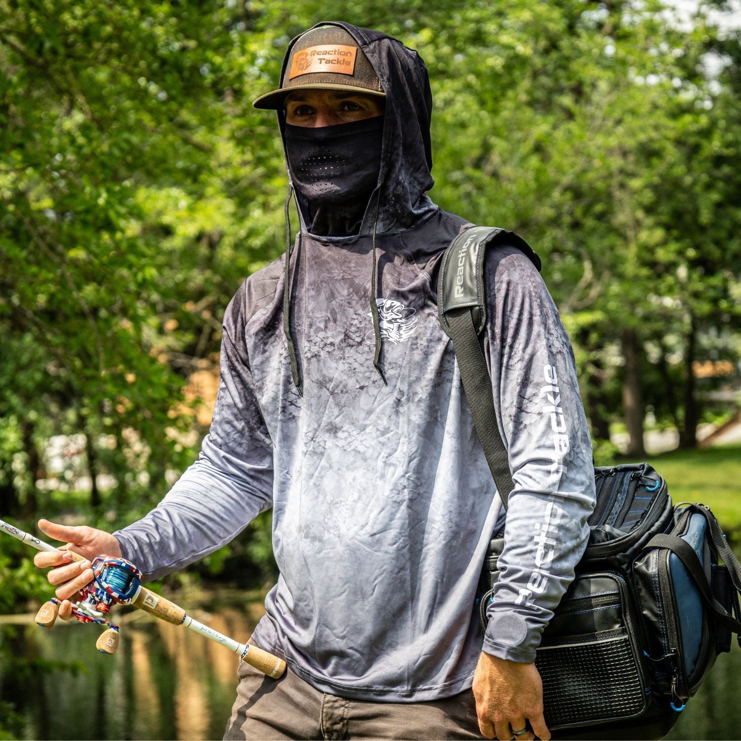 Reaction Tackle SPF UPF 50+ Long Sleeve/Hood/Gaiter Fishing Shirt – Medium for Apparel (3 view)