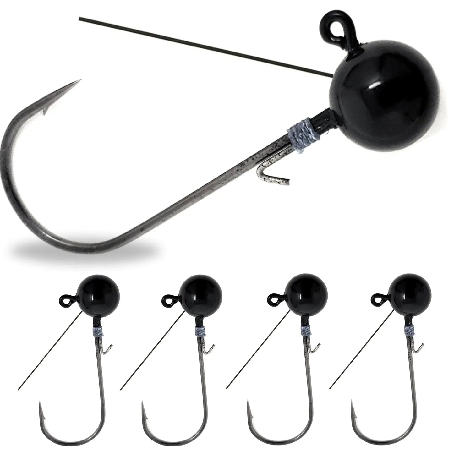 Reaction Tackle Tungsten Ball Jig Heads (5 - Pack) – 1/16 oz (2 hook) for fishing (11 view)