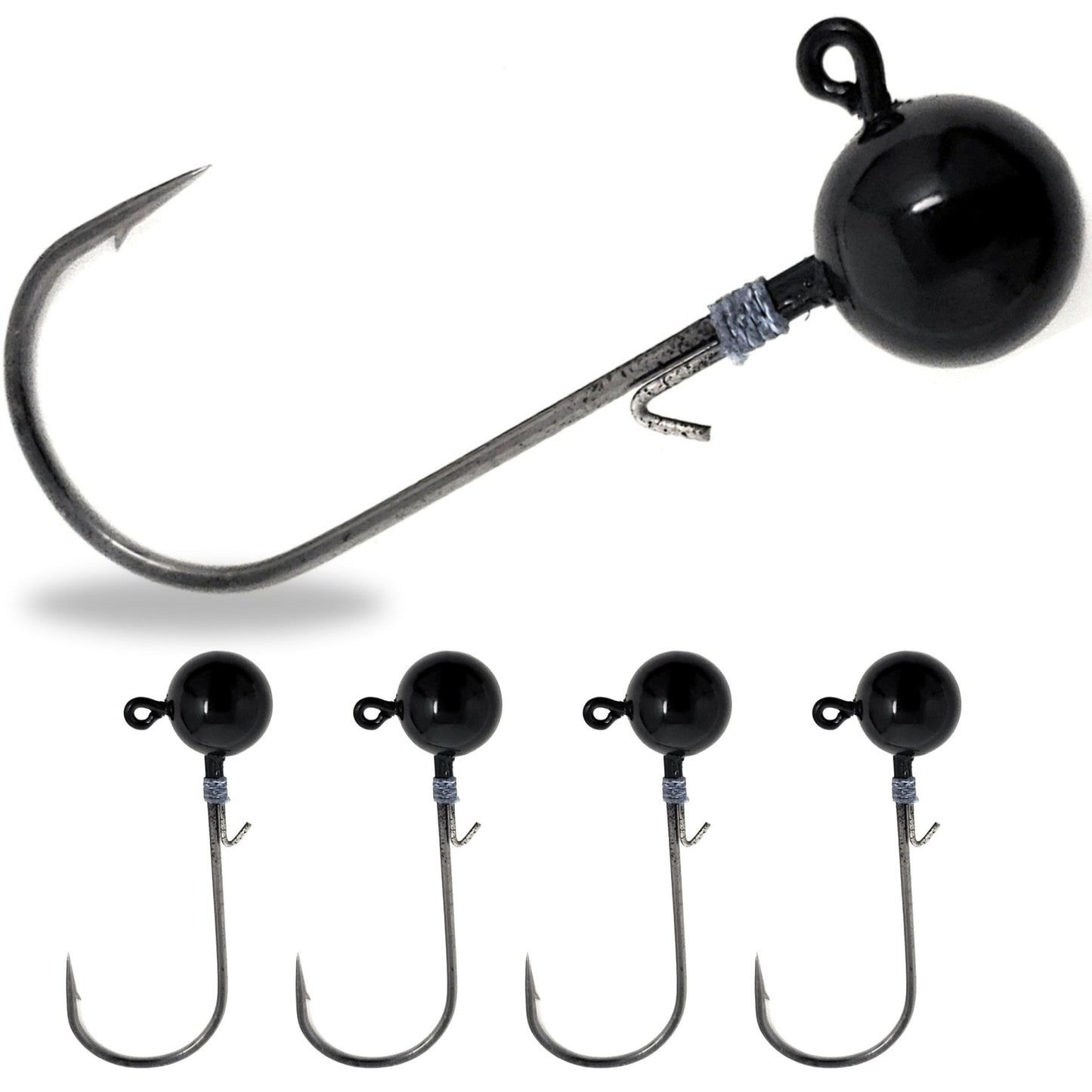 Reaction Tackle Tungsten Ball Jig Heads (5 - Pack) – 1/16 oz (2 hook) for fishing (1 view)
